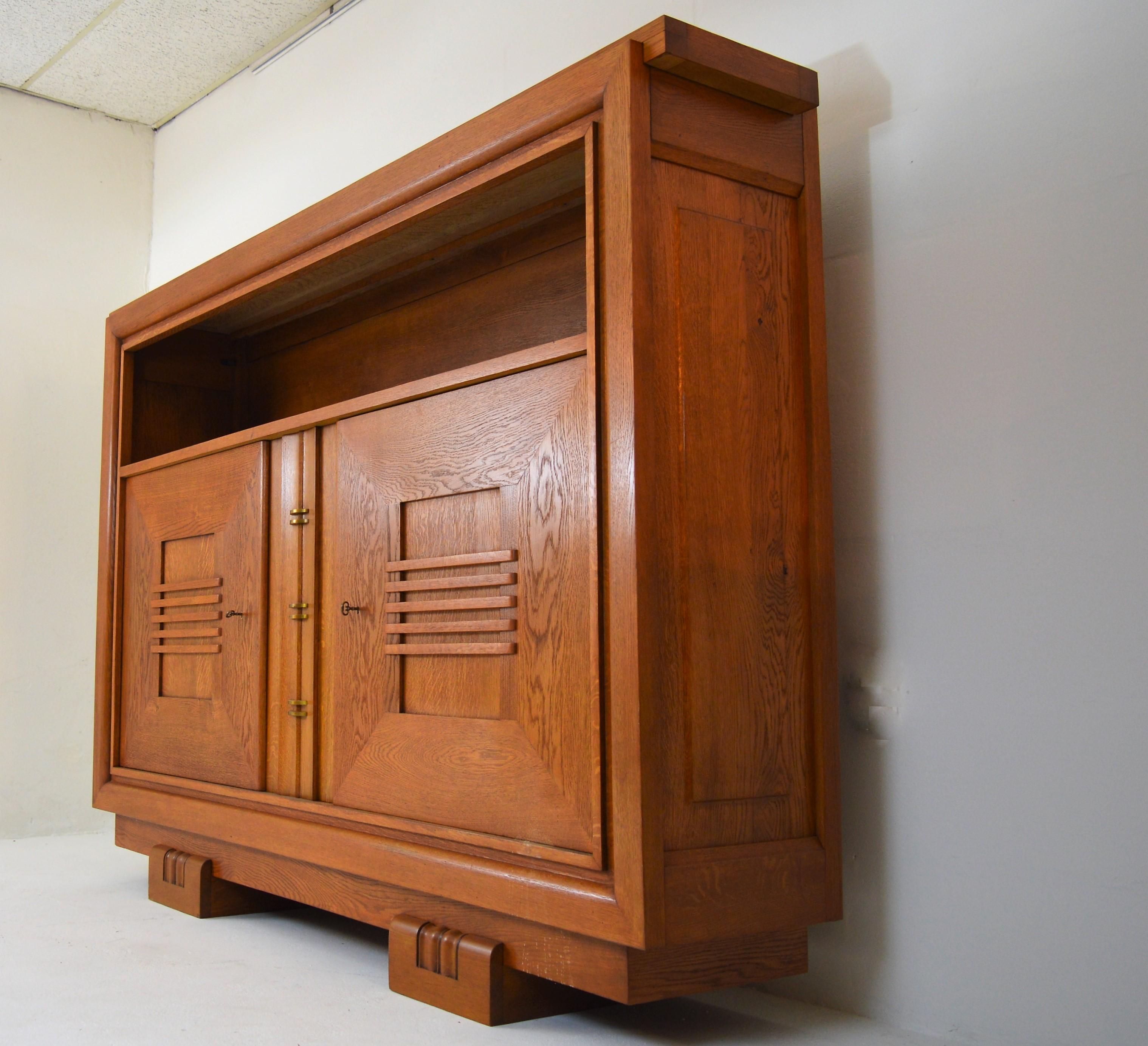 Charles Dudouyt Oak Cabinet, 1940 with Secret Space In Good Condition In Castenray, NL