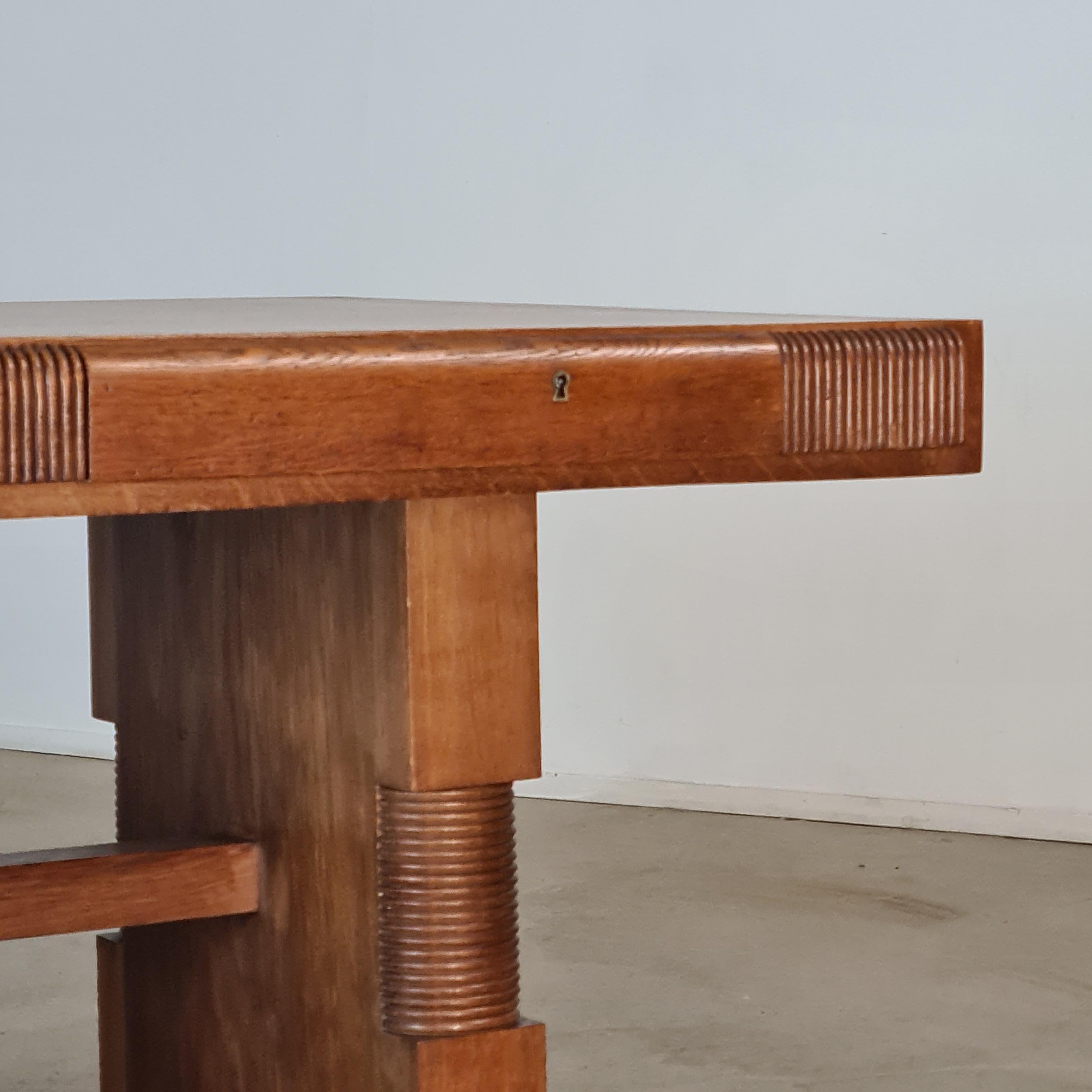 Charles Dudouyt Oak Console Table/Desk, France, 1930s In Good Condition In New York, NY