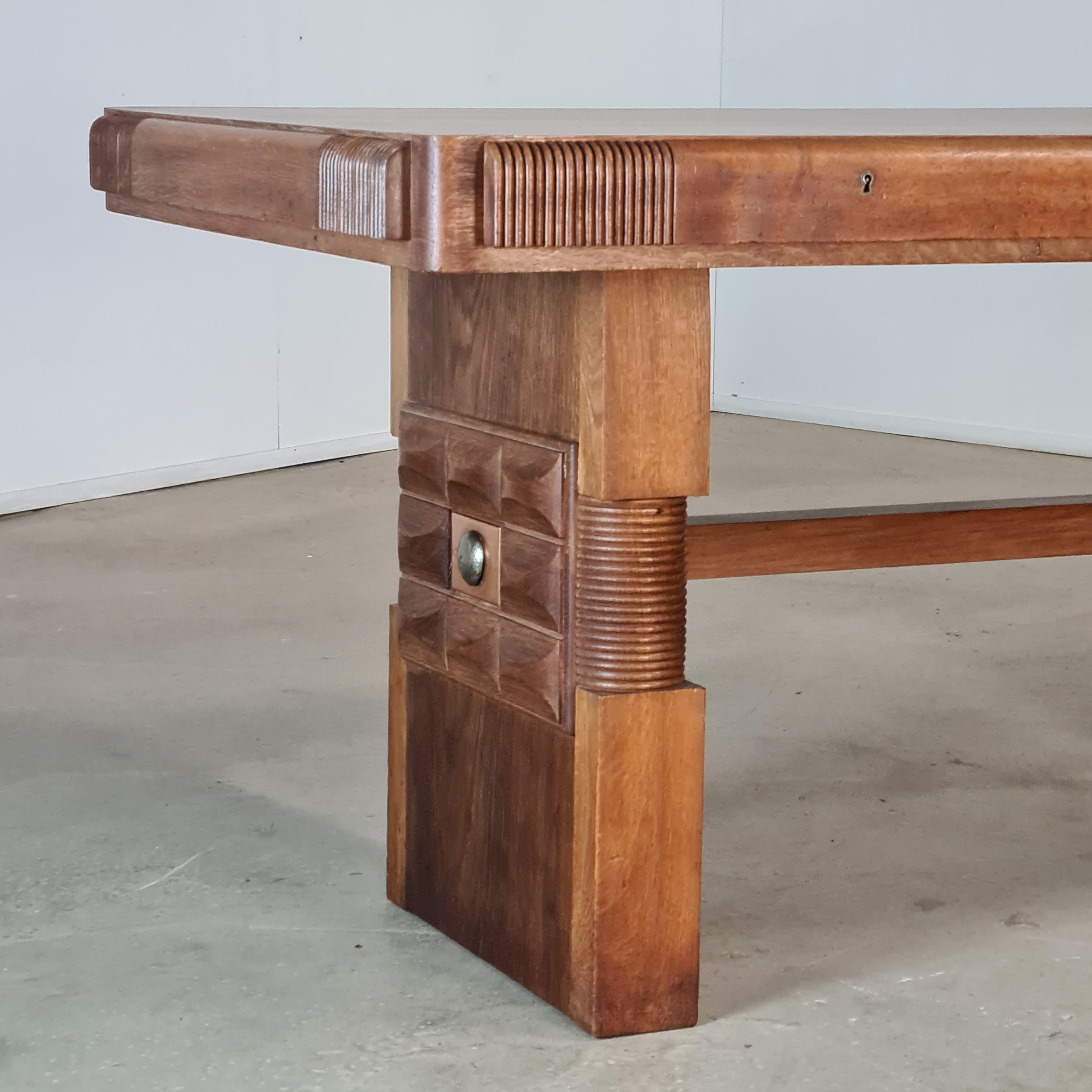 Mid-20th Century Charles Dudouyt Oak Console Table/Desk, France, 1930s