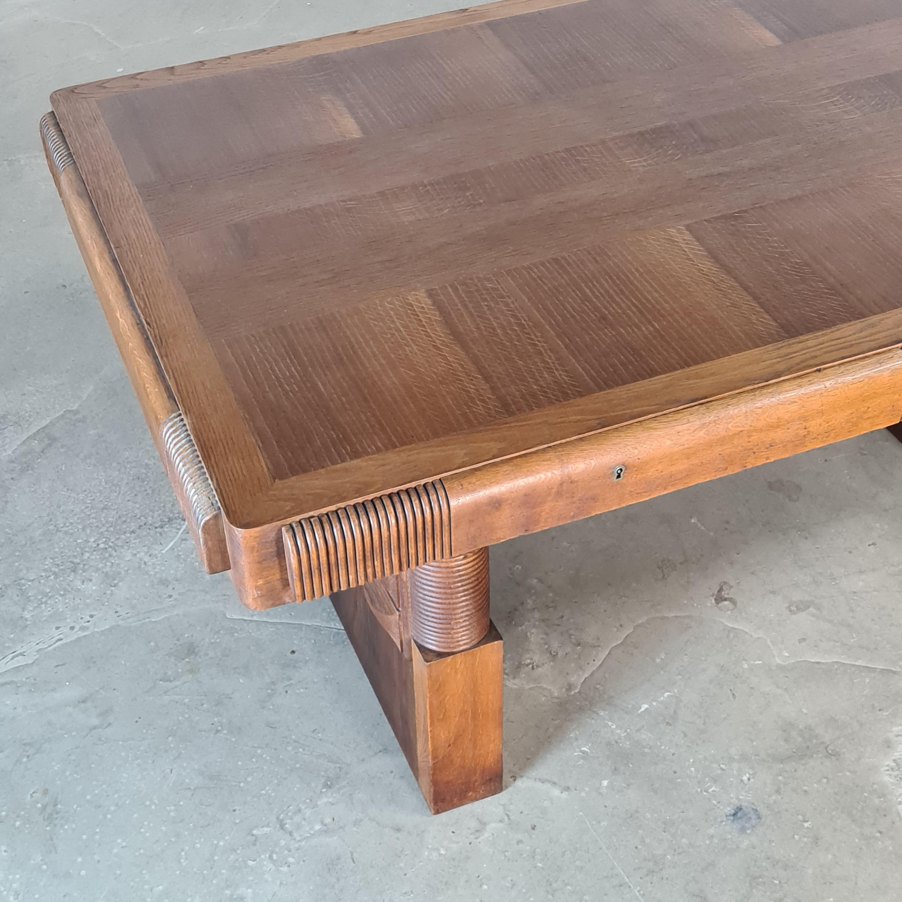 Charles Dudouyt Oak Console Table/Desk, France, 1930s 1