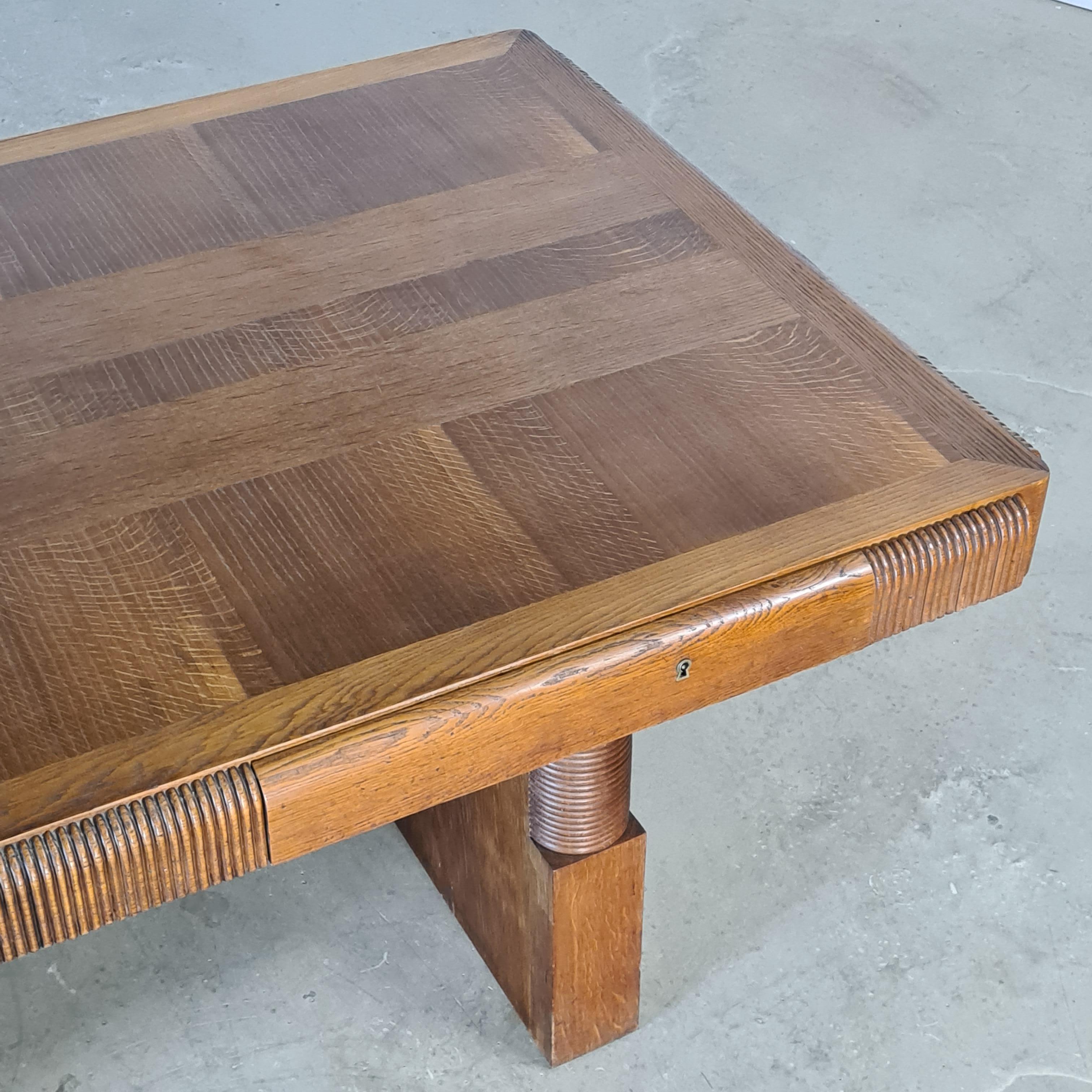 Charles Dudouyt Oak Console Table/Desk, France, 1930s 2