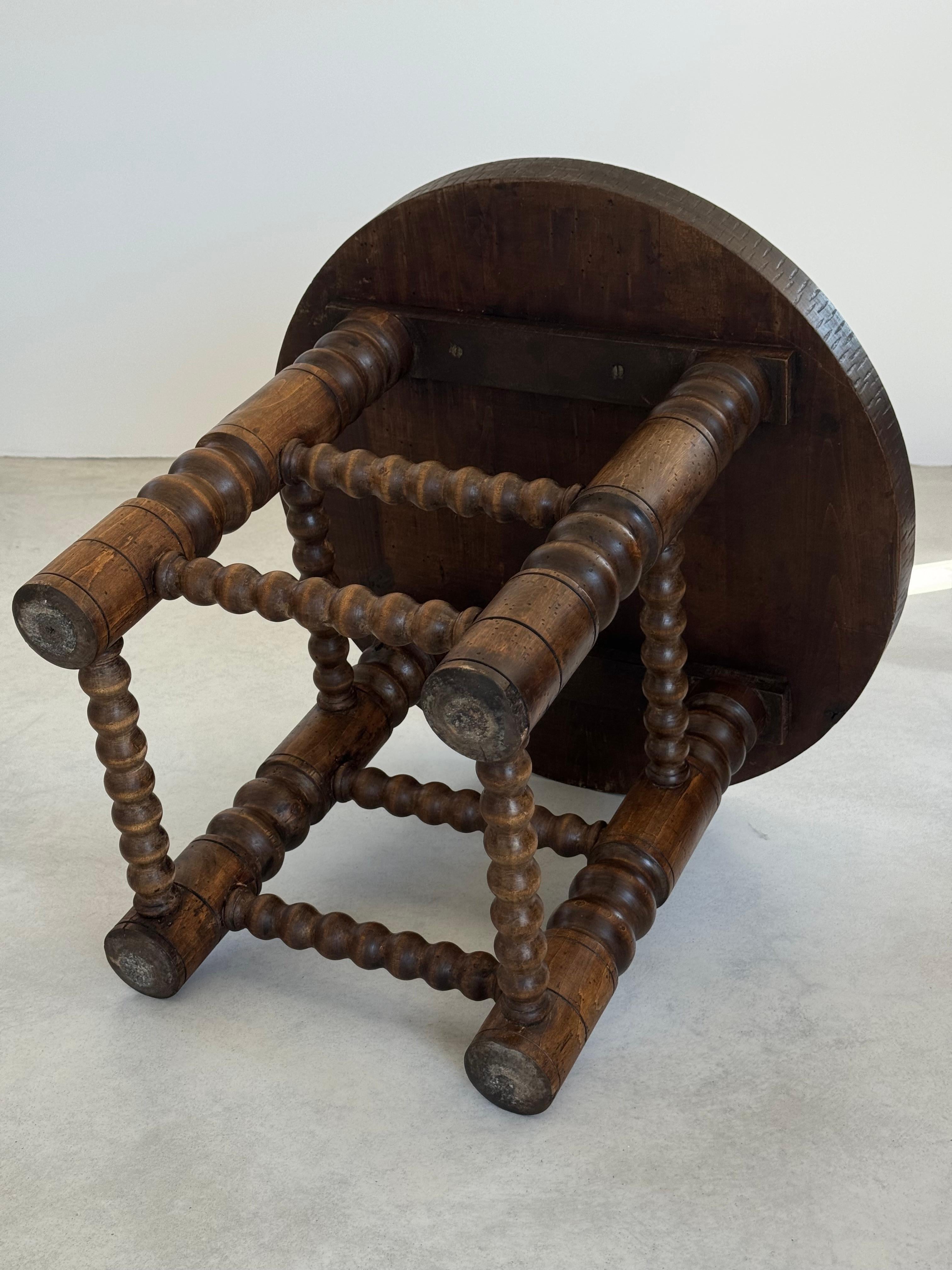 Charles Dudouyt, Oak end table, French rustic chic design, circa 1940s For Sale 8