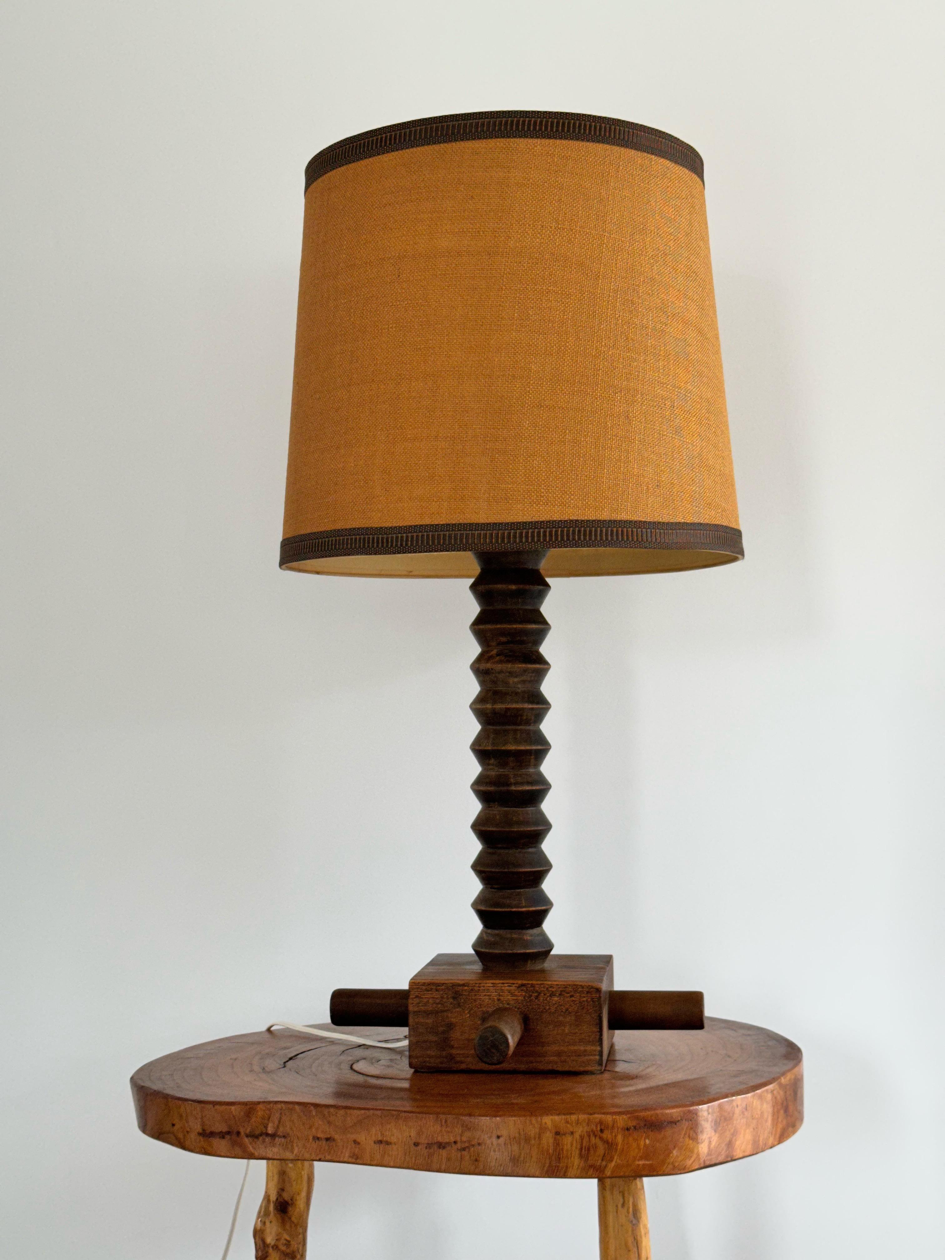 Mid-20th Century Charles Dudouyt design Oak Table Lamp circa 1940