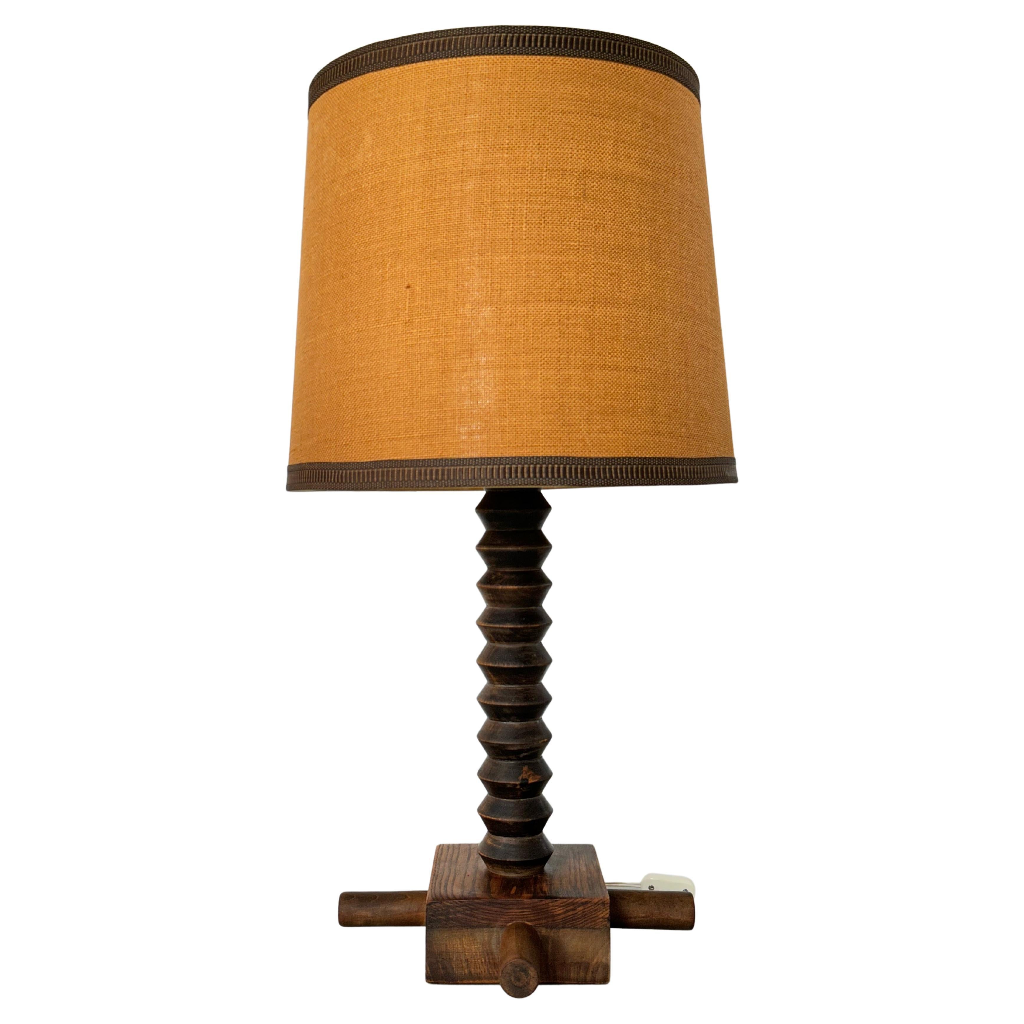 Charles Dudouyt design Oak Table Lamp circa 1940