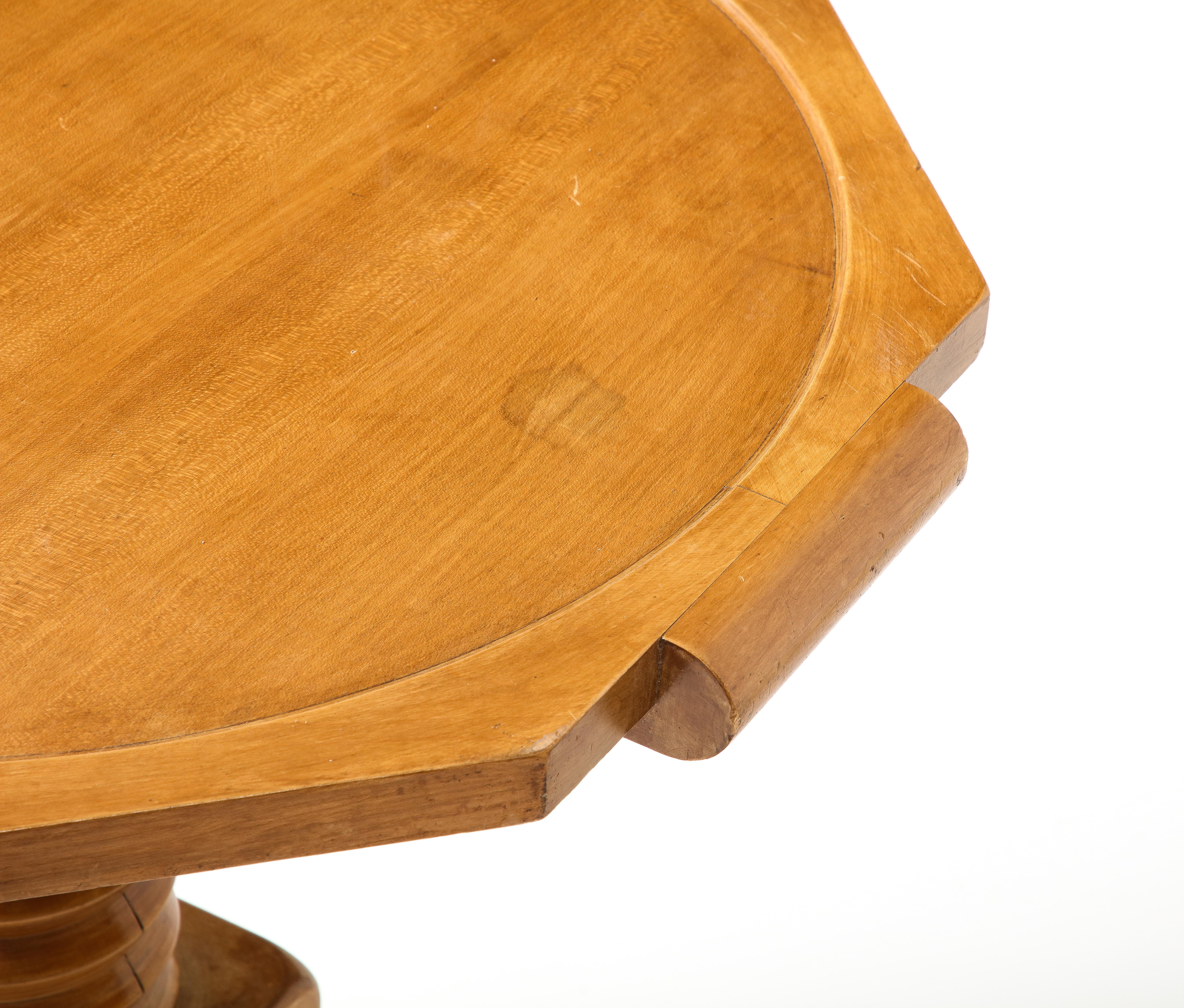 CHarles Dudouyt Octagonal Oak Gueridon, France 1950s In Good Condition For Sale In New York, NY