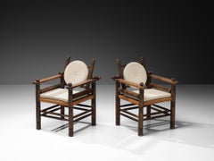 Charles Dudouyt, Paar Art-Déco-Loungesessel mit Binsensitz