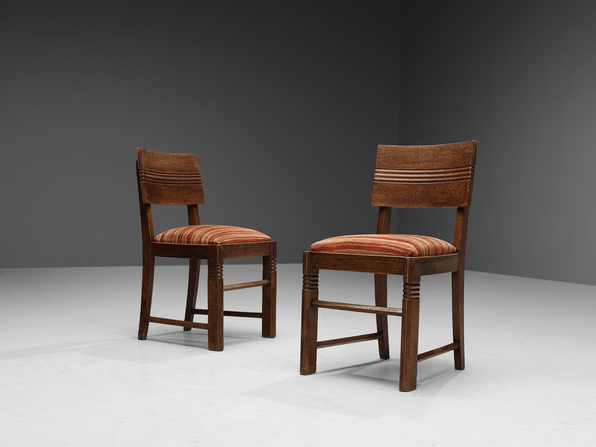 Charles Dudouyt Pair of Dining Chairs in Oak In Good Condition In Waalwijk, NL