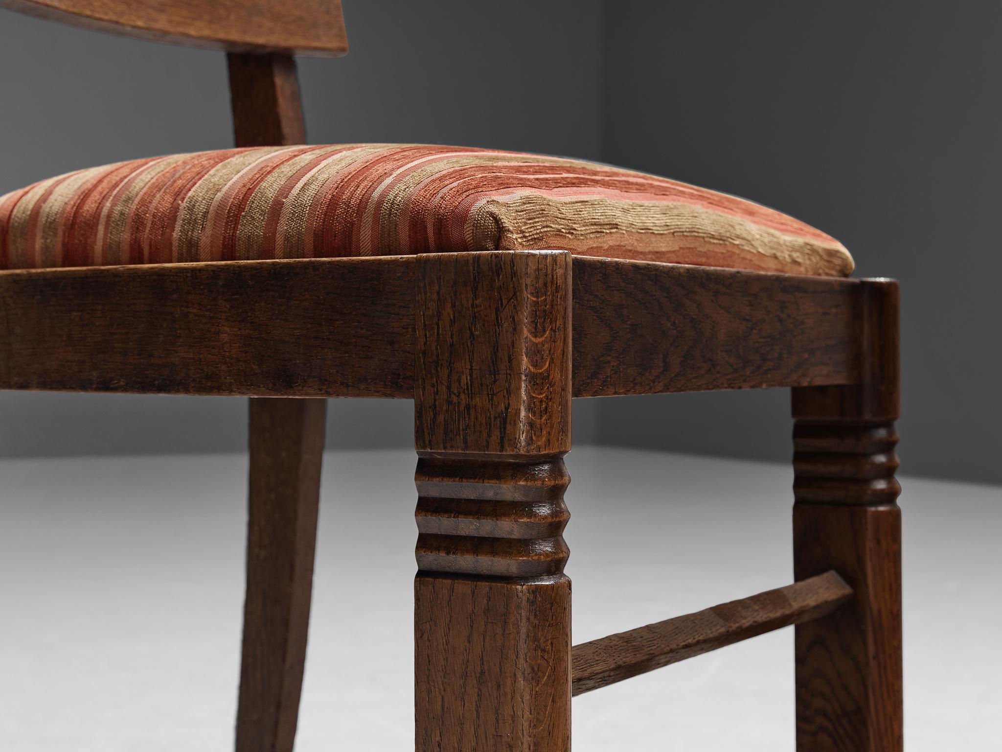 Mid-20th Century Charles Dudouyt Pair of Dining Chairs in Oak