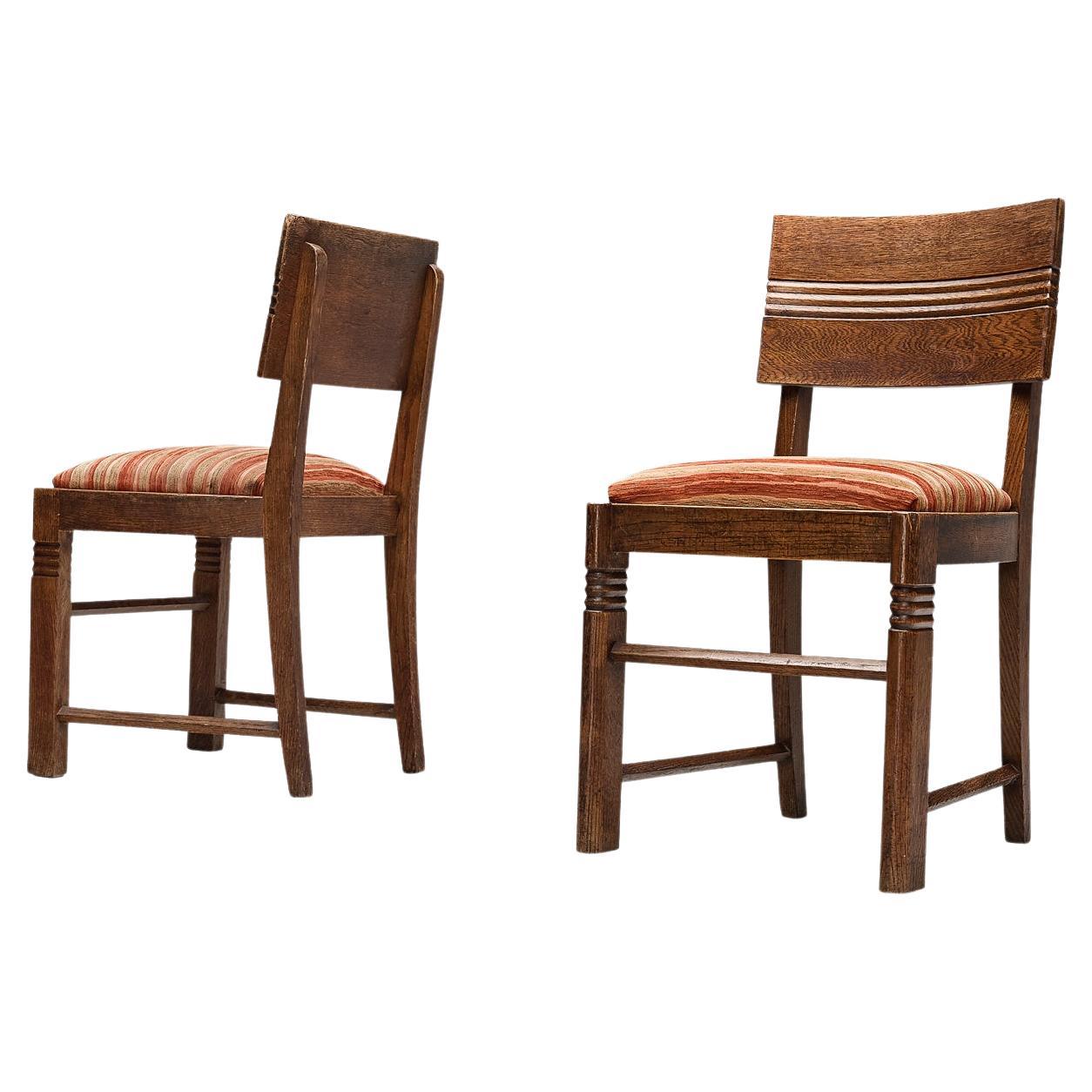 Charles Dudouyt Pair of Dining Chairs in Oak