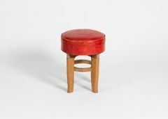 Charles Dudouyt, Pair of Round Midcentury Stools, France, circa 1950