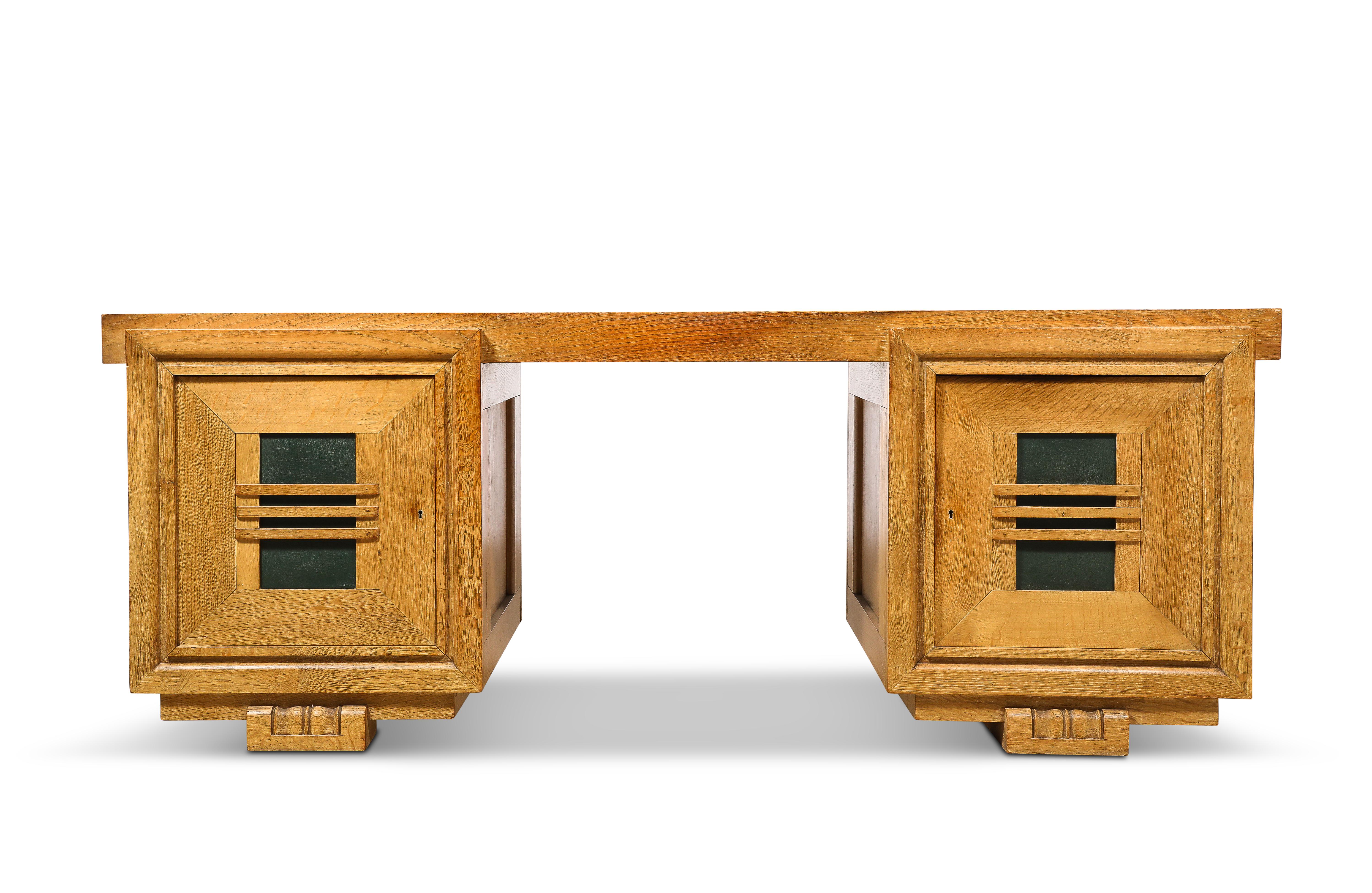 Mid-Century Modern Charles Dudouyt Presidential Desk, France 1950's For Sale
