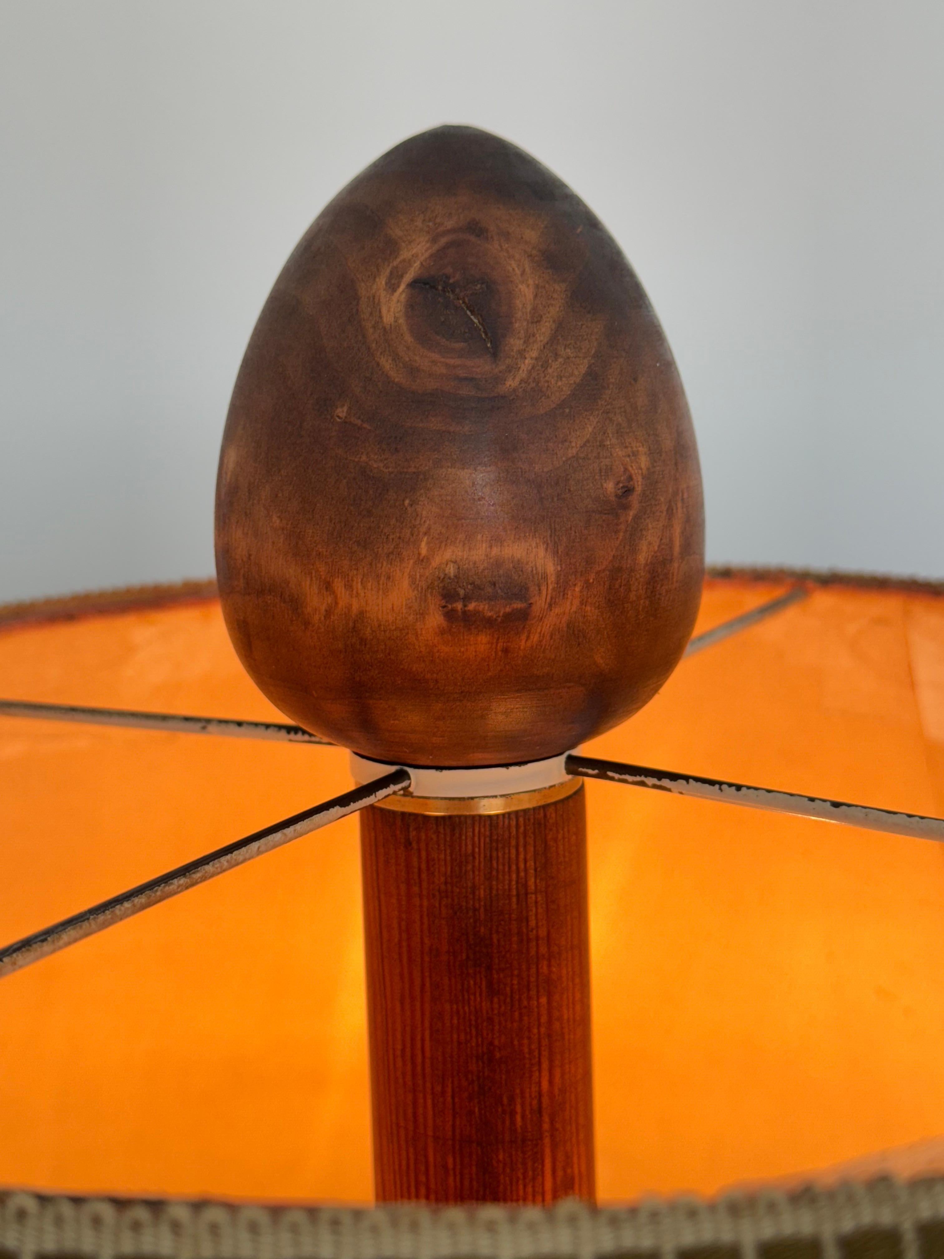 Rustico Charles Dudouyt, rara lampada in legno 