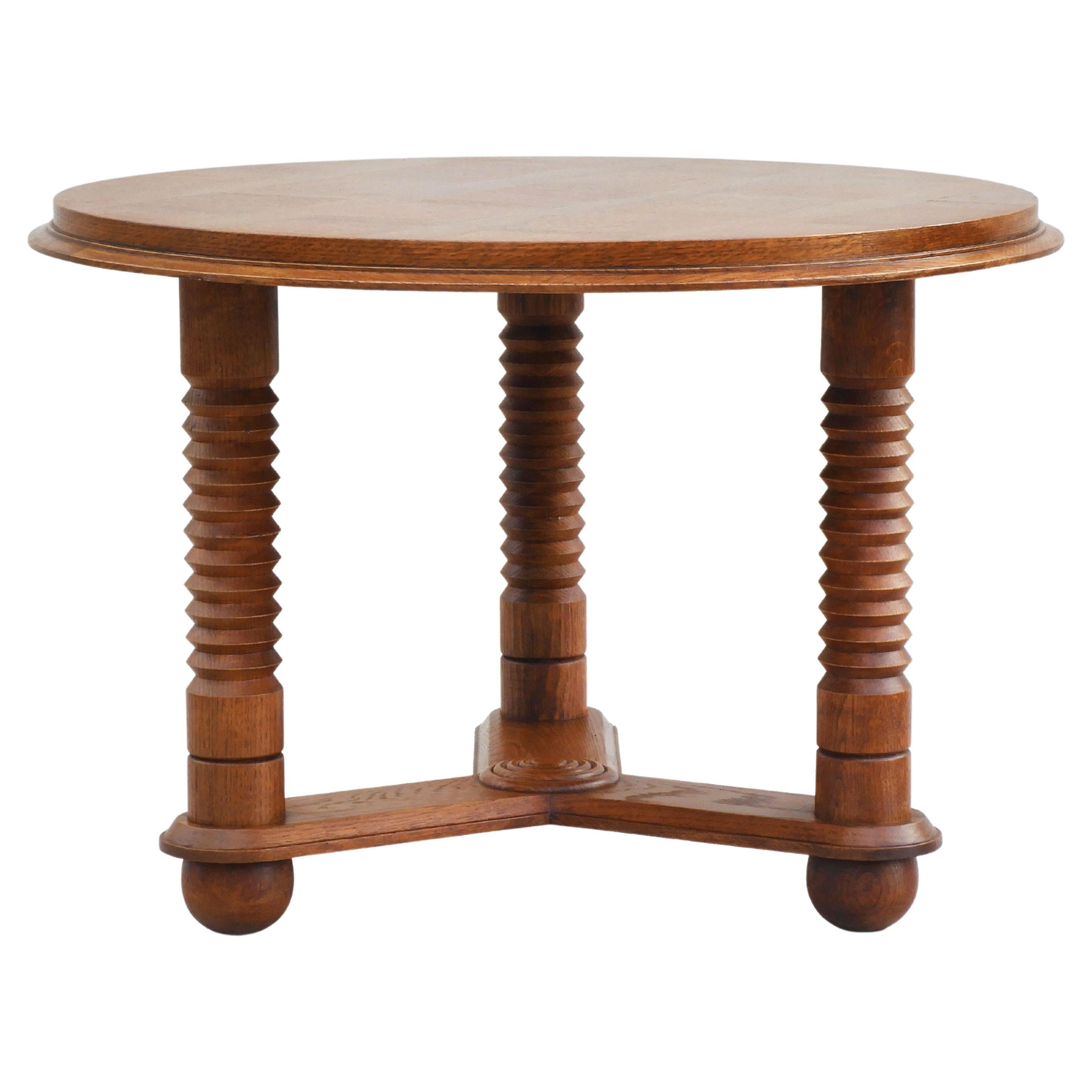 Charles Dudouyt Round Oak Coffee Table