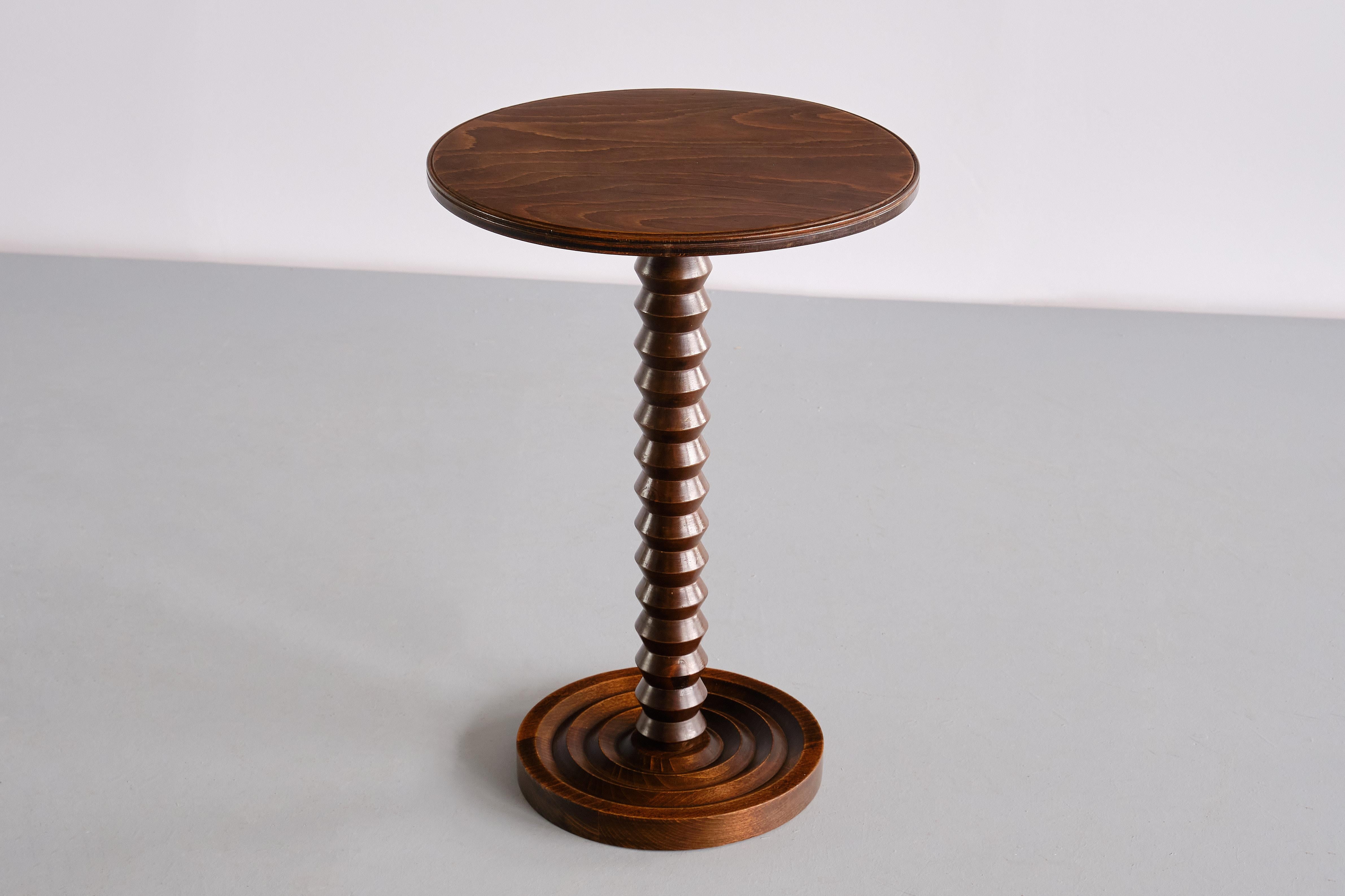 Charles Dudouyt Round Side Table in Oak Wood, France, Late 1940s 5