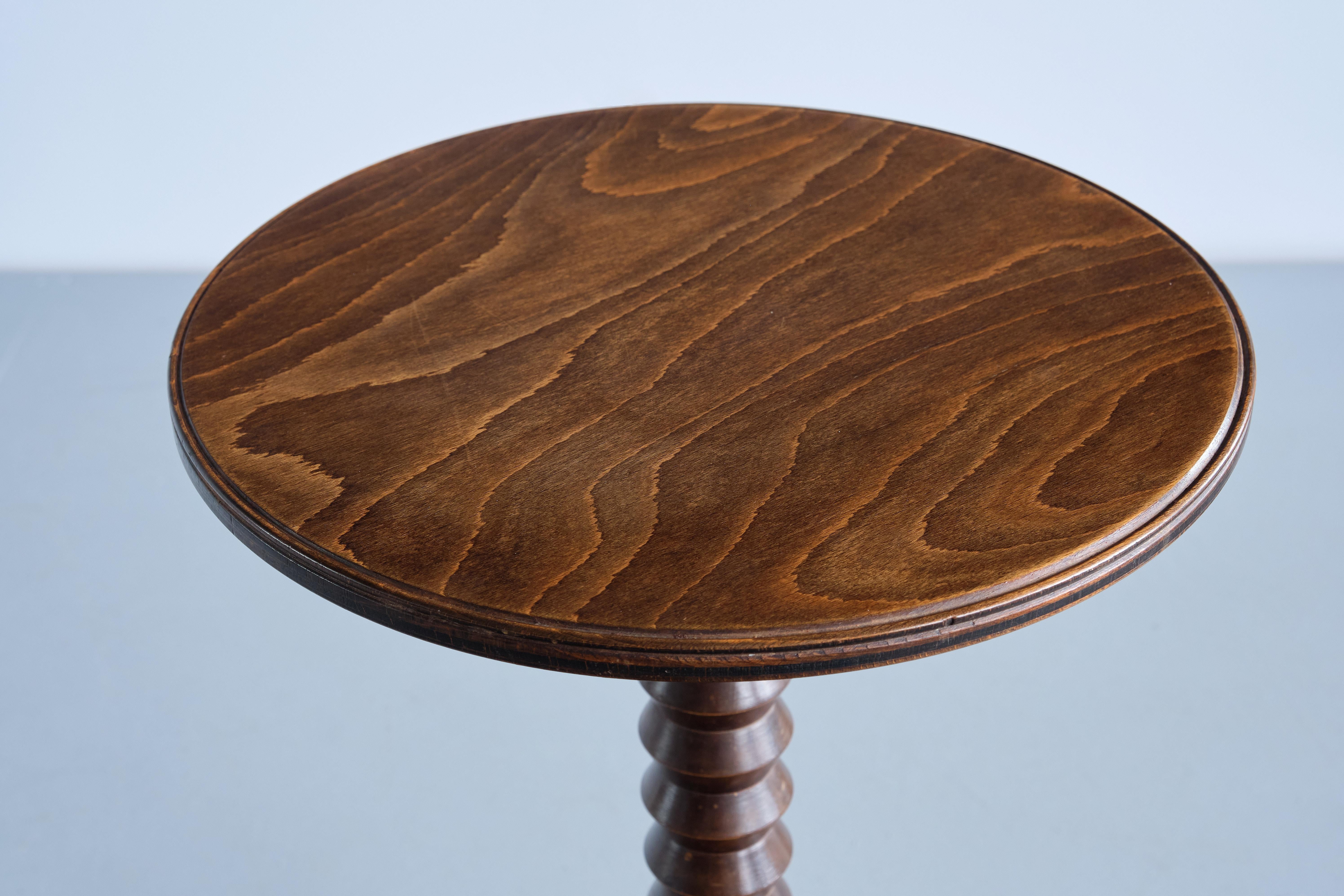 French Charles Dudouyt Round Side Table in Oak Wood, France, Late 1940s