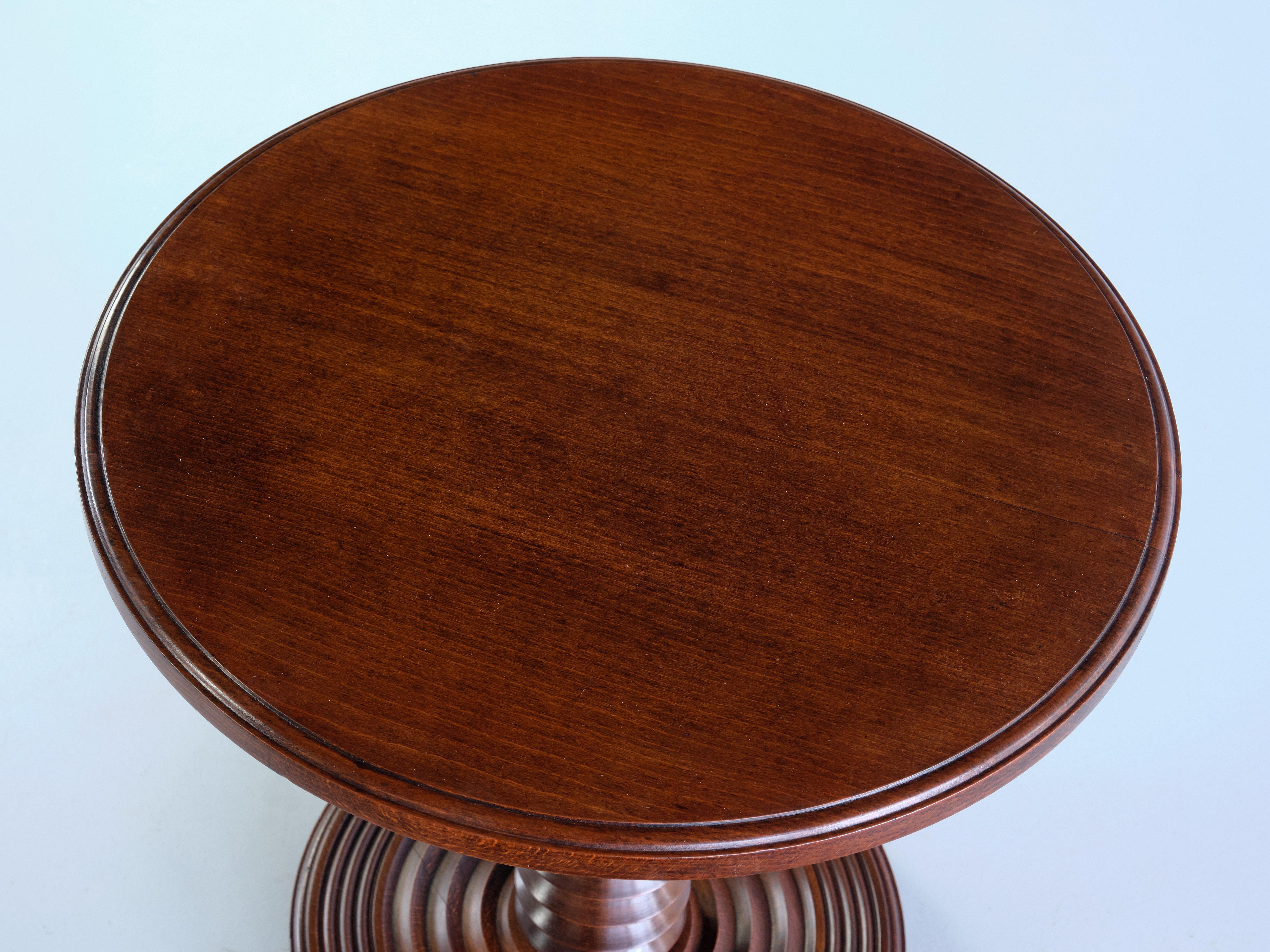 Charles Dudouyt Round Side Table in Oak Wood, France, Late 1940s In Good Condition In The Hague, NL