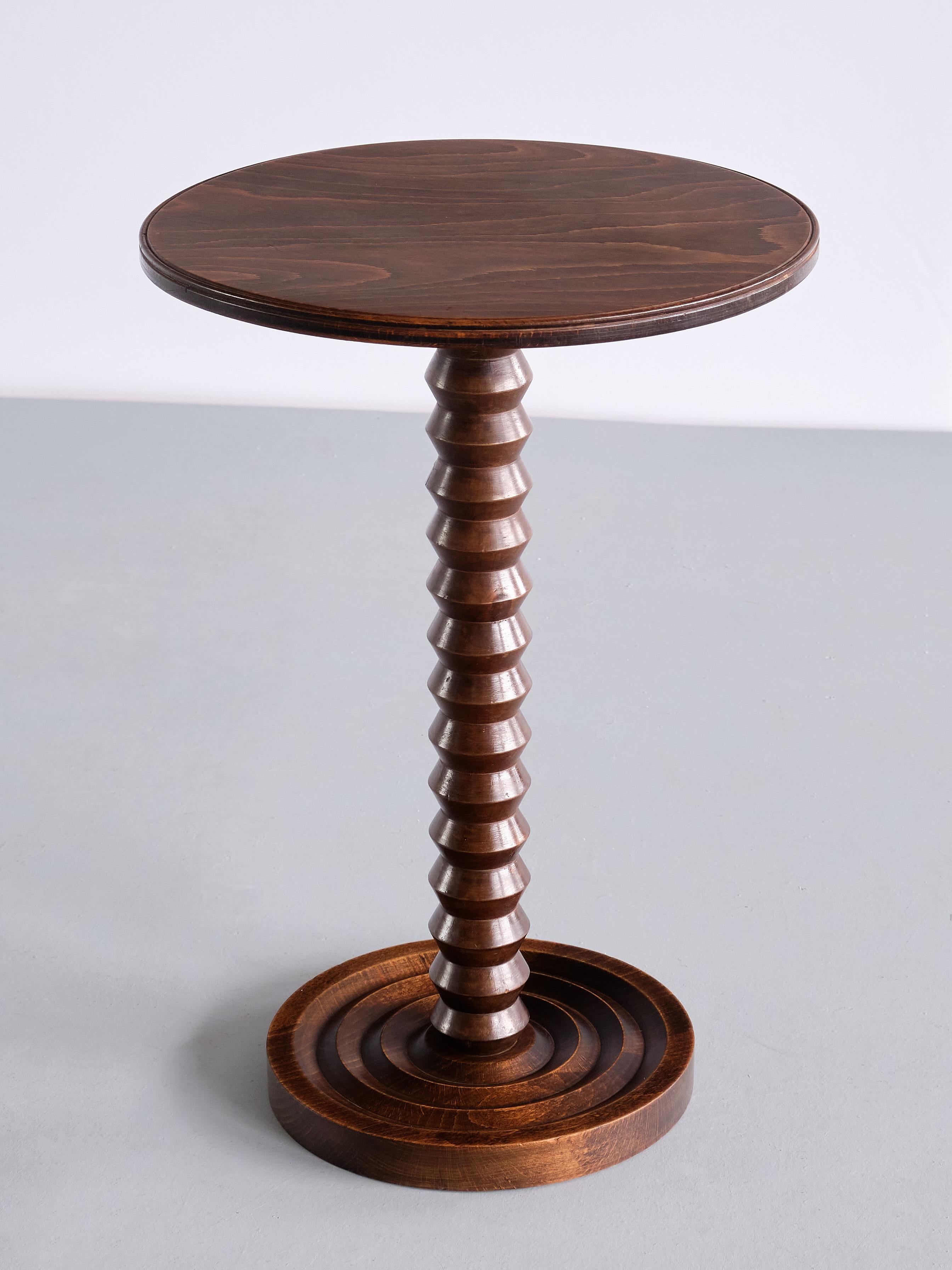 Charles Dudouyt Round Side Table in Oak Wood, France, Late 1940s In Good Condition In The Hague, NL