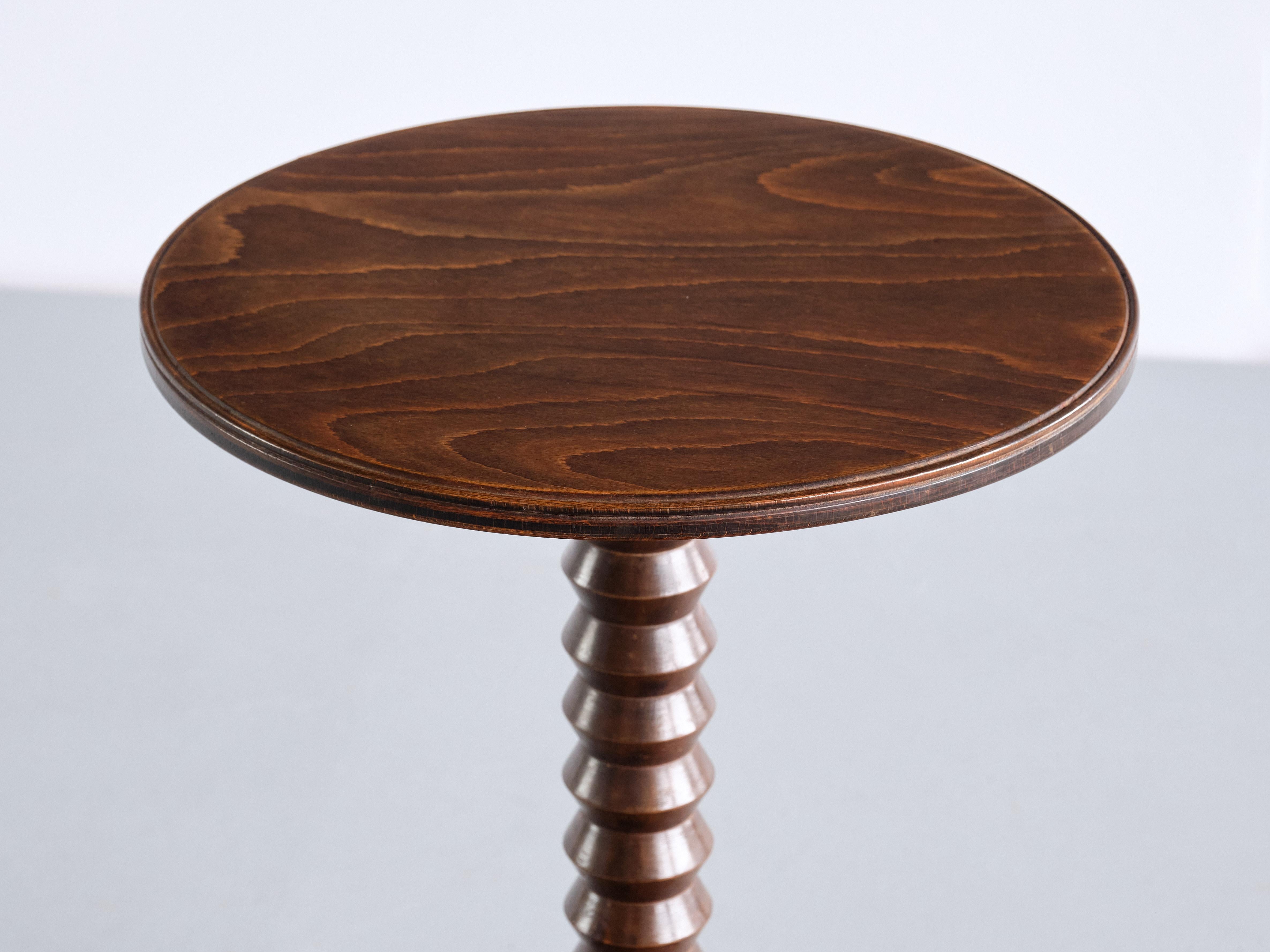 Charles Dudouyt Round Side Table in Oak Wood, France, Late 1940s 2