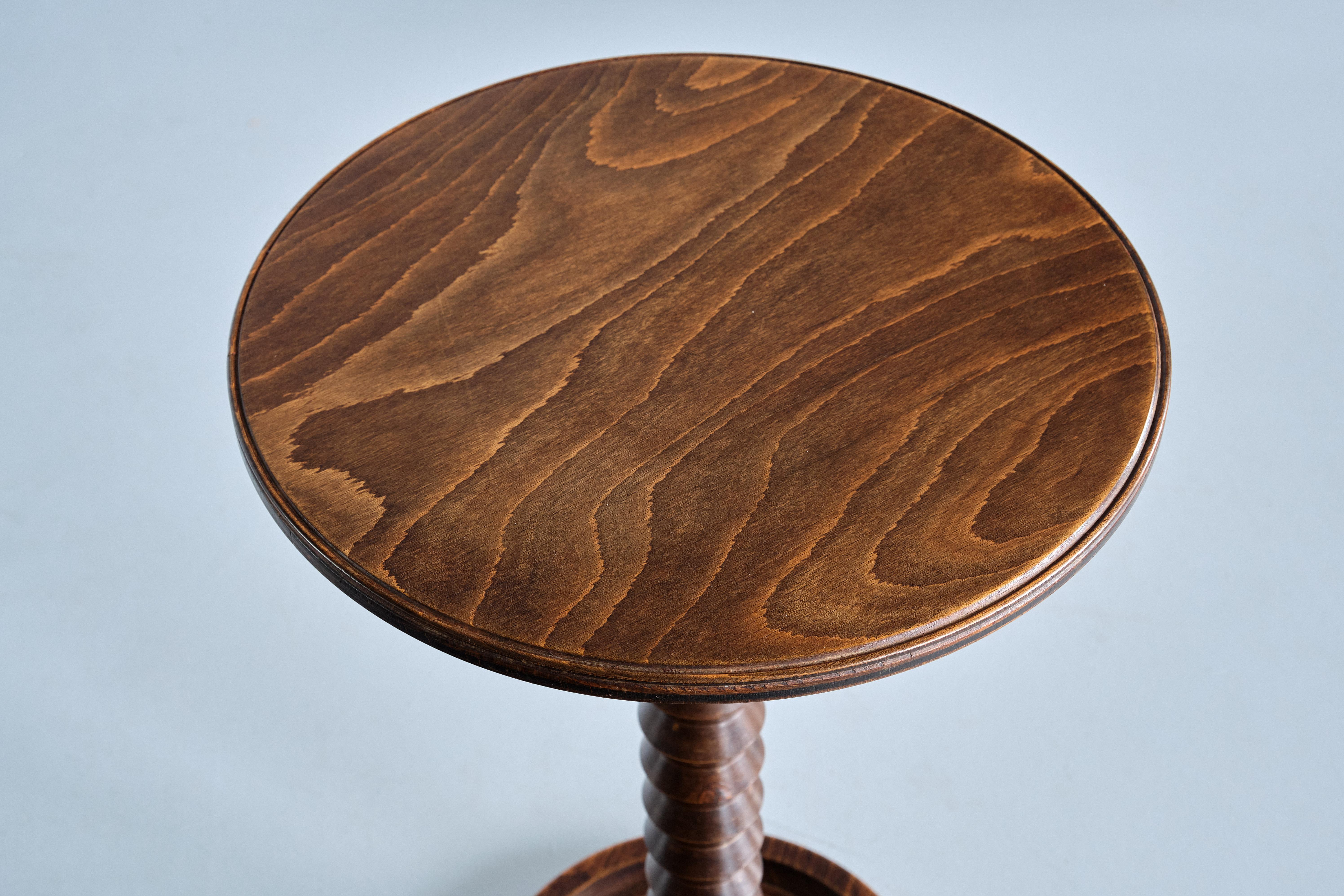 Charles Dudouyt Round Side Table in Oak Wood, France, Late 1940s 3