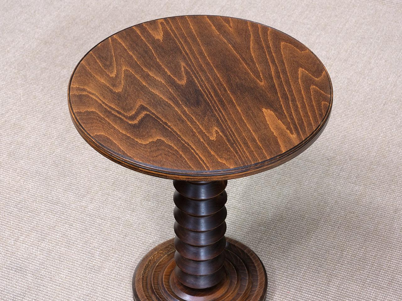 Charles Dudouyt Round Side Table in Solid Oak Wood, France, Late 1940s en venta 3