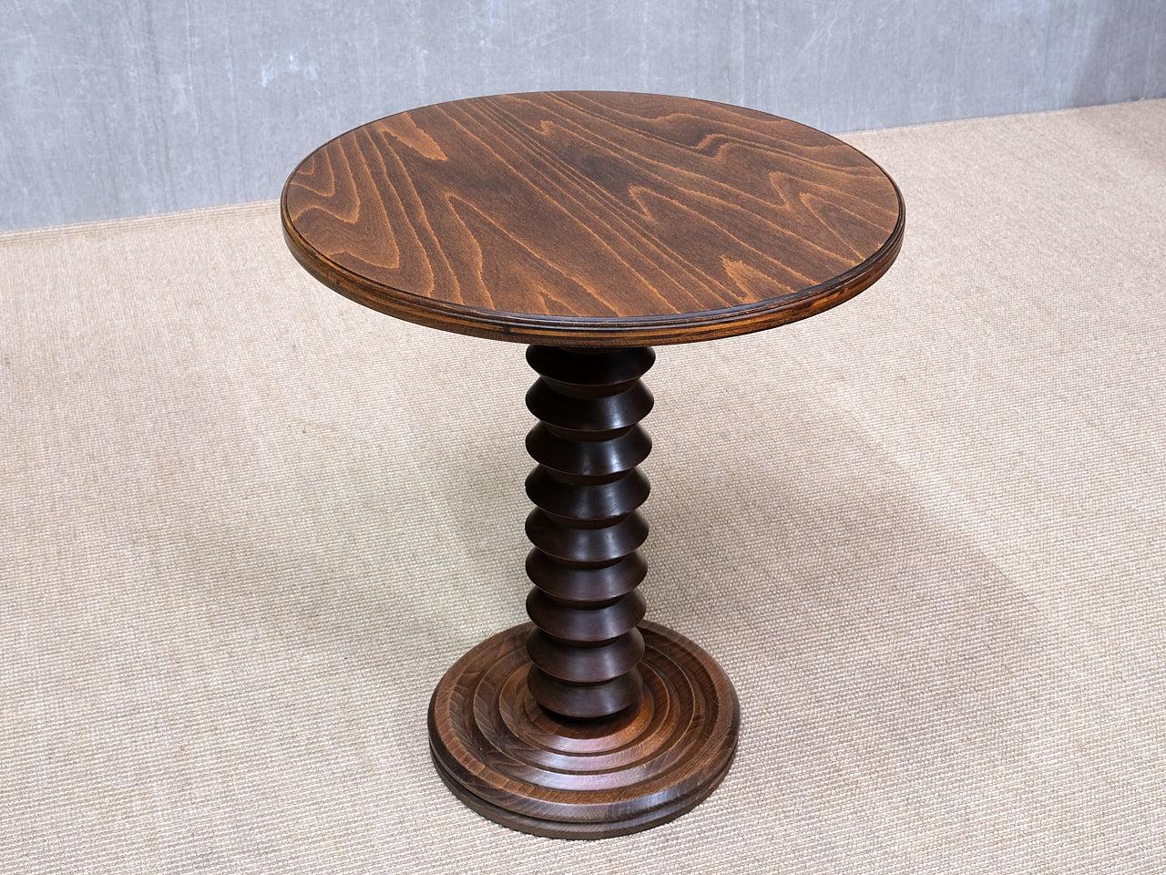 Charles Dudouyt Round Side Table in Solid Oak Wood, France, Late 1940s en venta 1