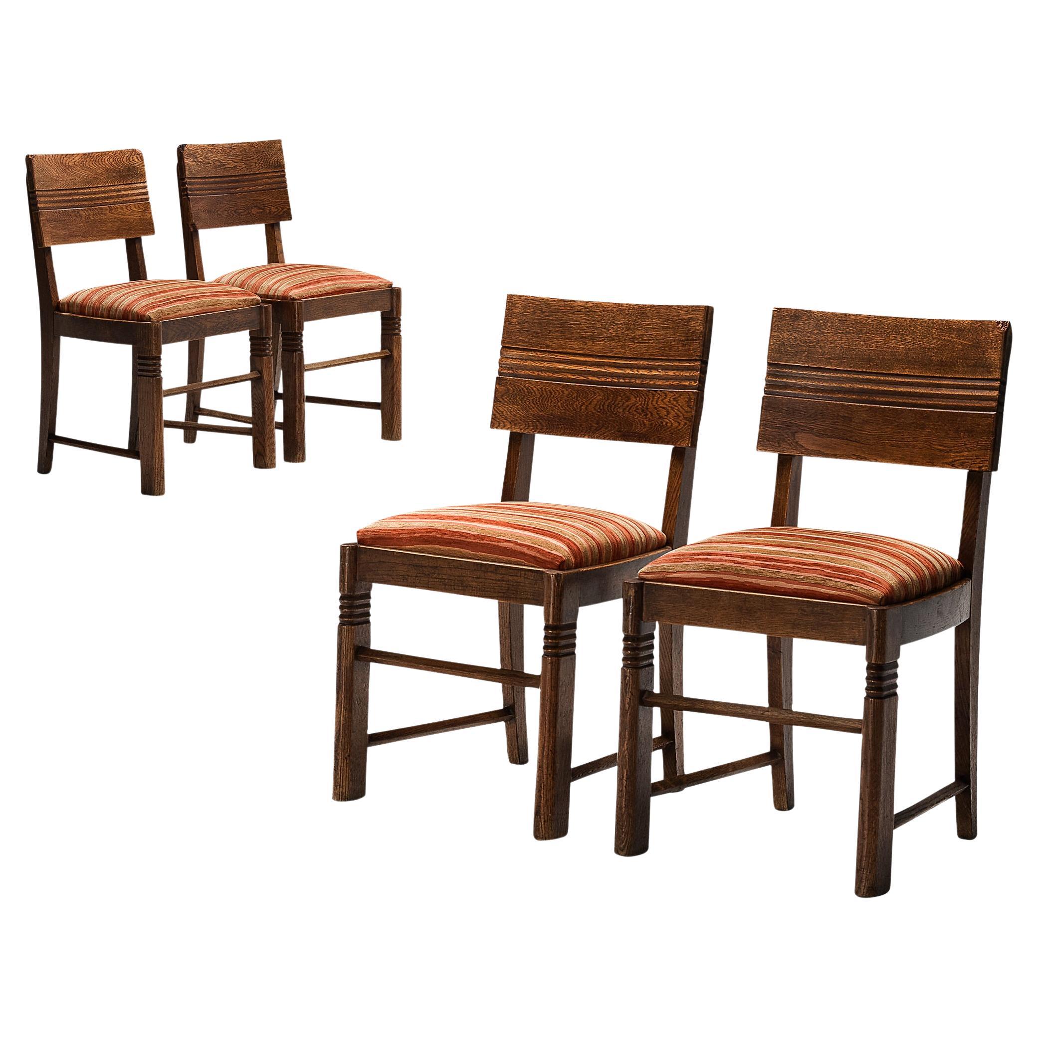 Charles Dudouyt Set of Four Dining Chairs in Oak