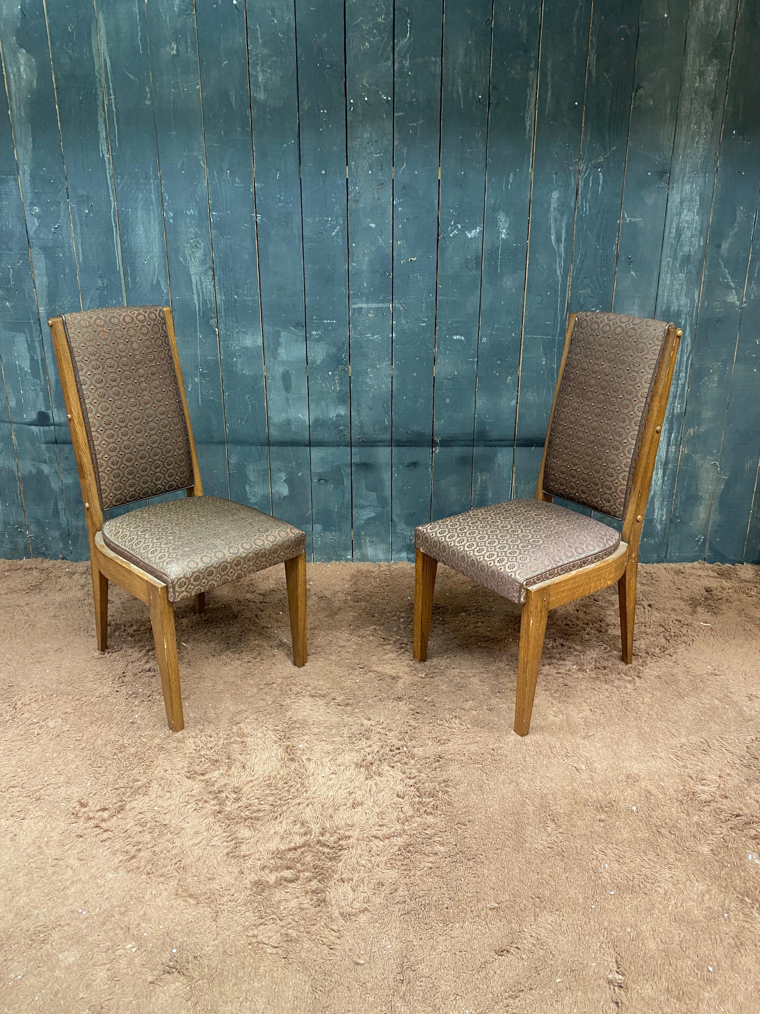 Charles Dudouyt, Set di dieci sedie in Oak, circa 1940 in vendita 6