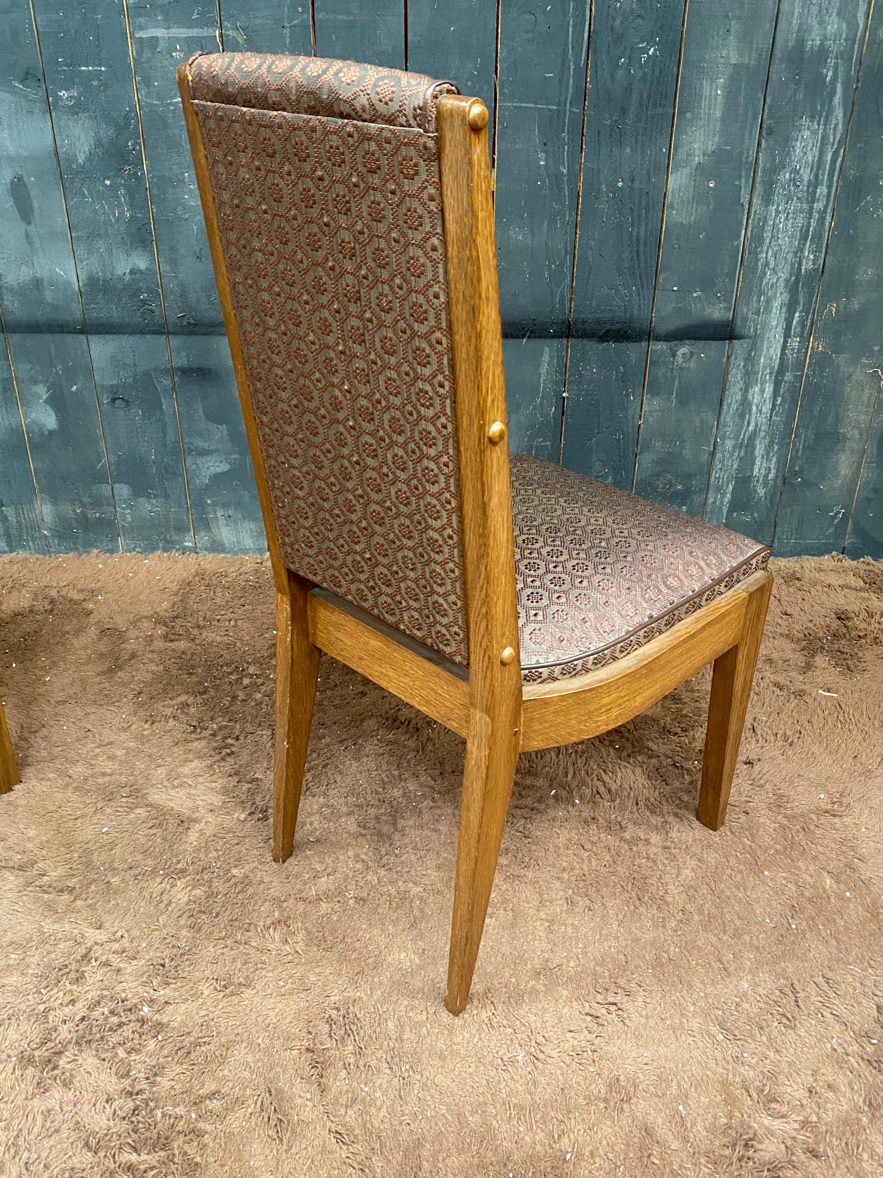 Charles Dudouyt, Set di dieci sedie in Oak, circa 1940 in vendita 8