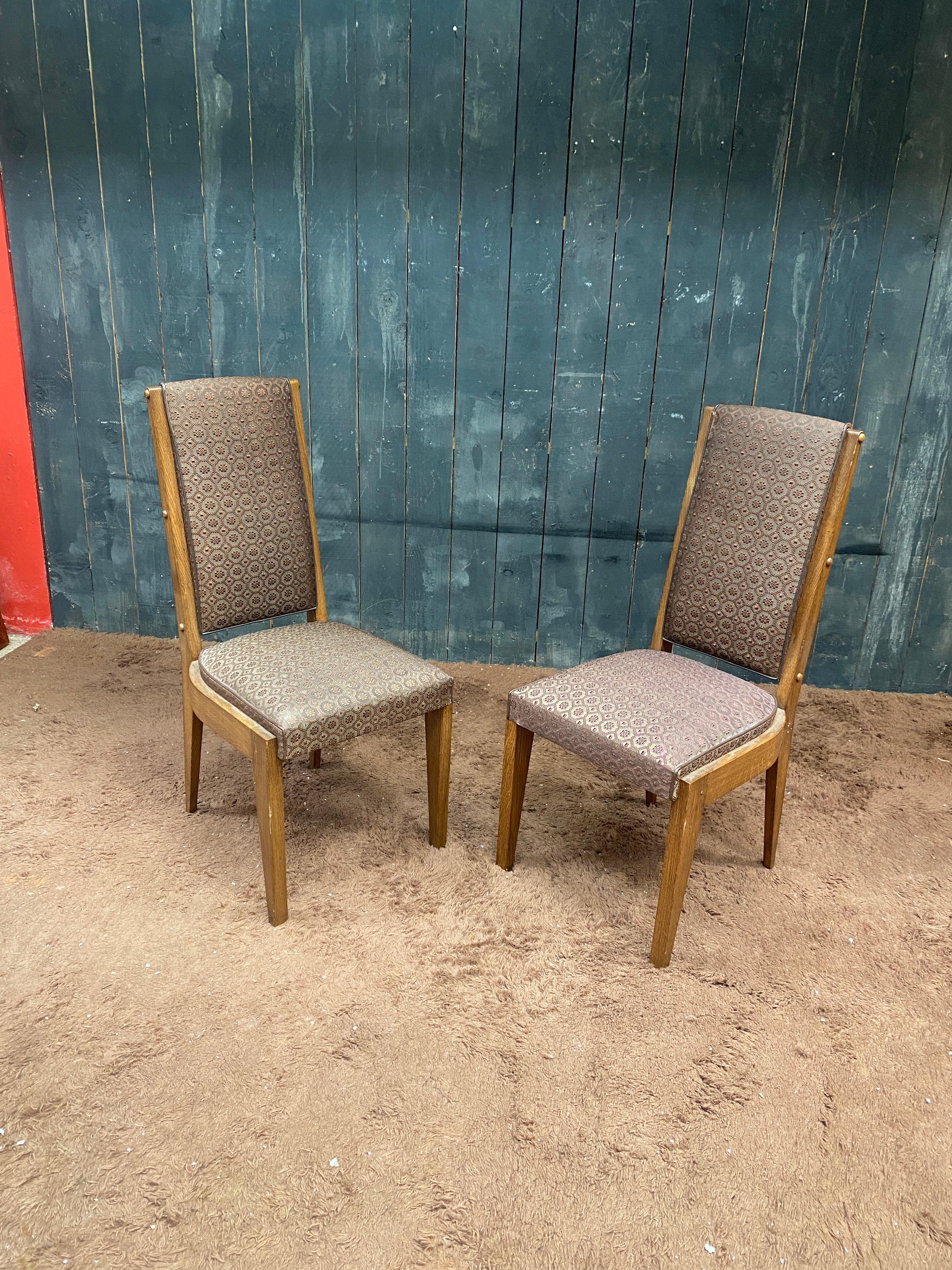 Charles Dudouyt, Set di dieci sedie in Oak, circa 1940 in vendita 9