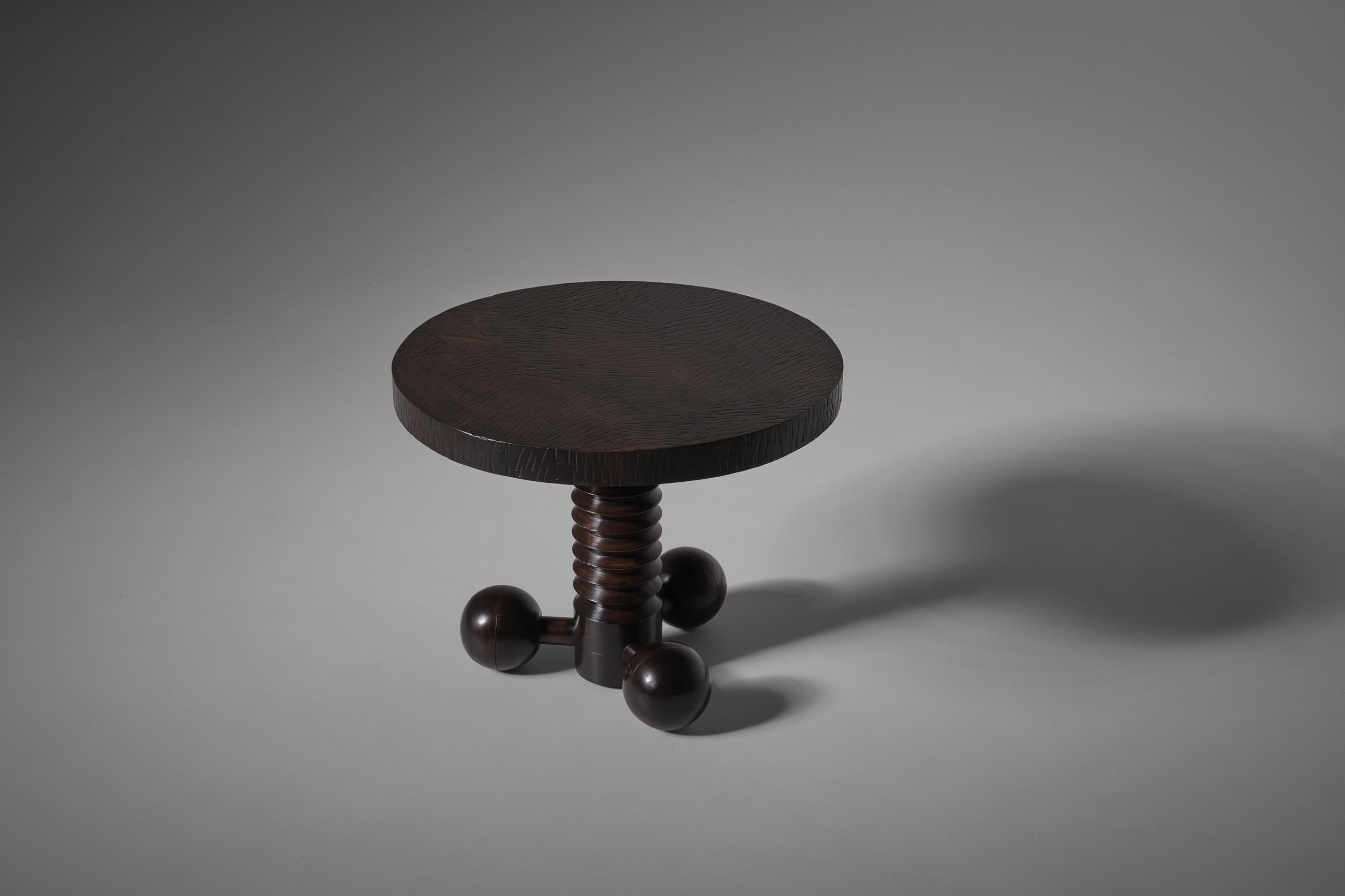 Wood Charles Dudouyt Side Table, France, 1940s