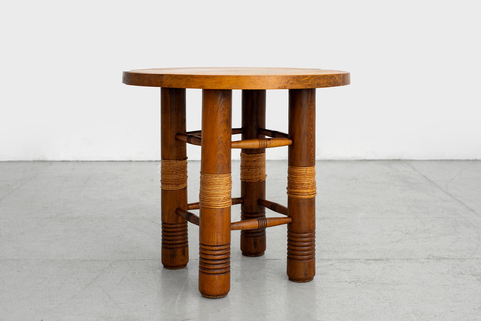 Mid-Century Modern Charles Dudouyt Side Table with Rope