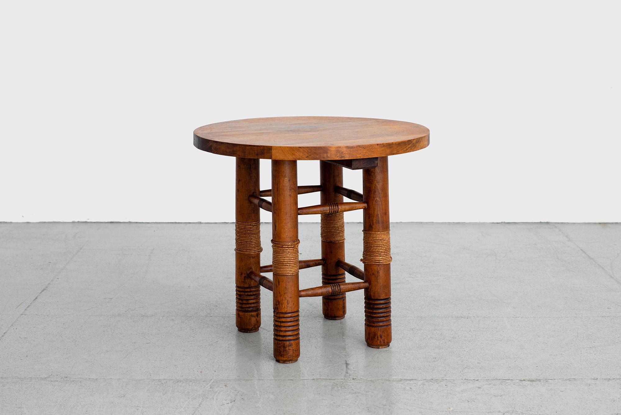 Oak Charles Dudouyt Side Table with Rope