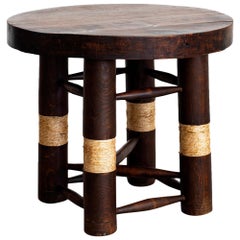 Vintage Charles Dudouyt Side Table with Rope