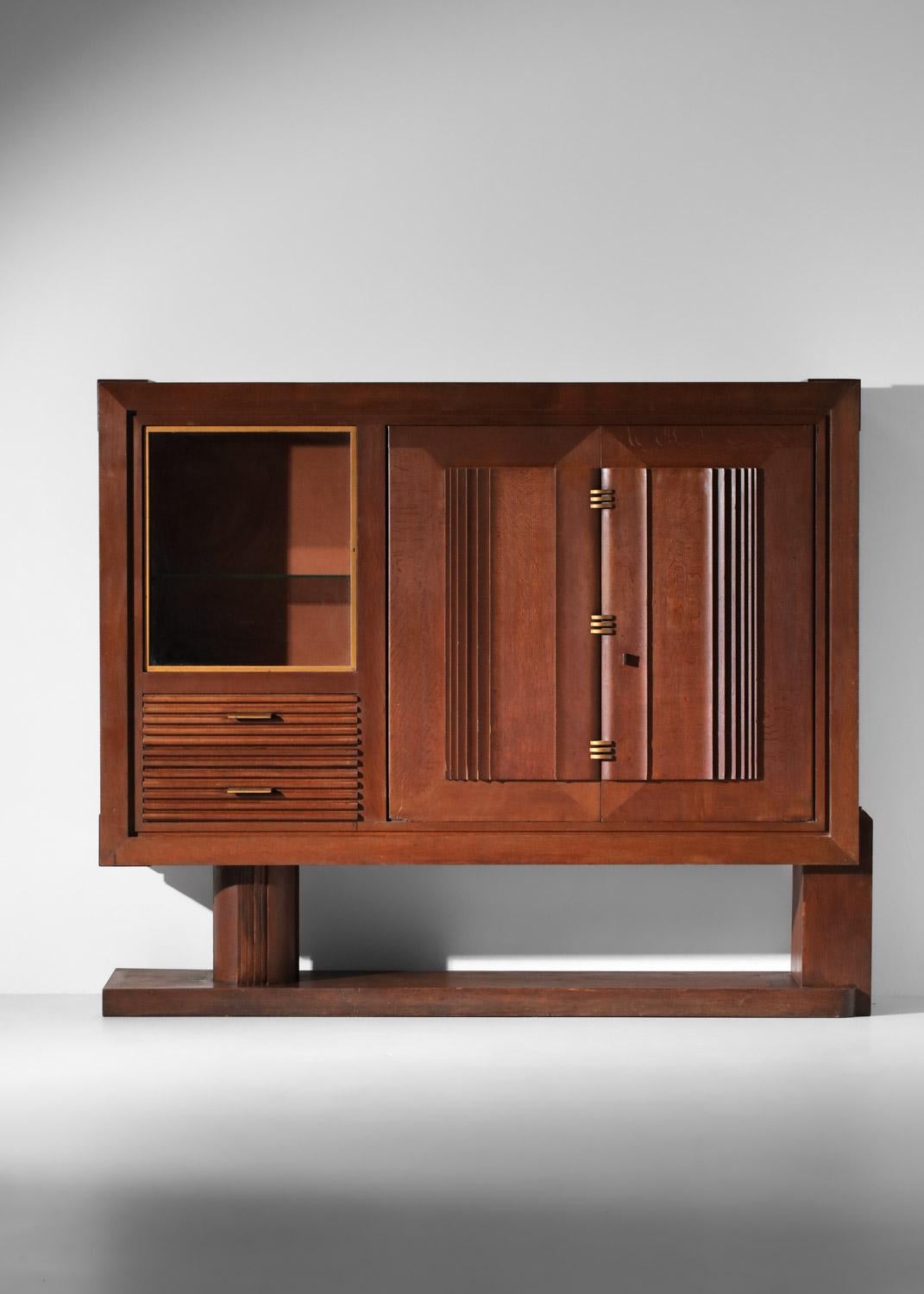 Credenza Charles Dudouyt in rovere art déco degli anni '30 francese in vendita 3