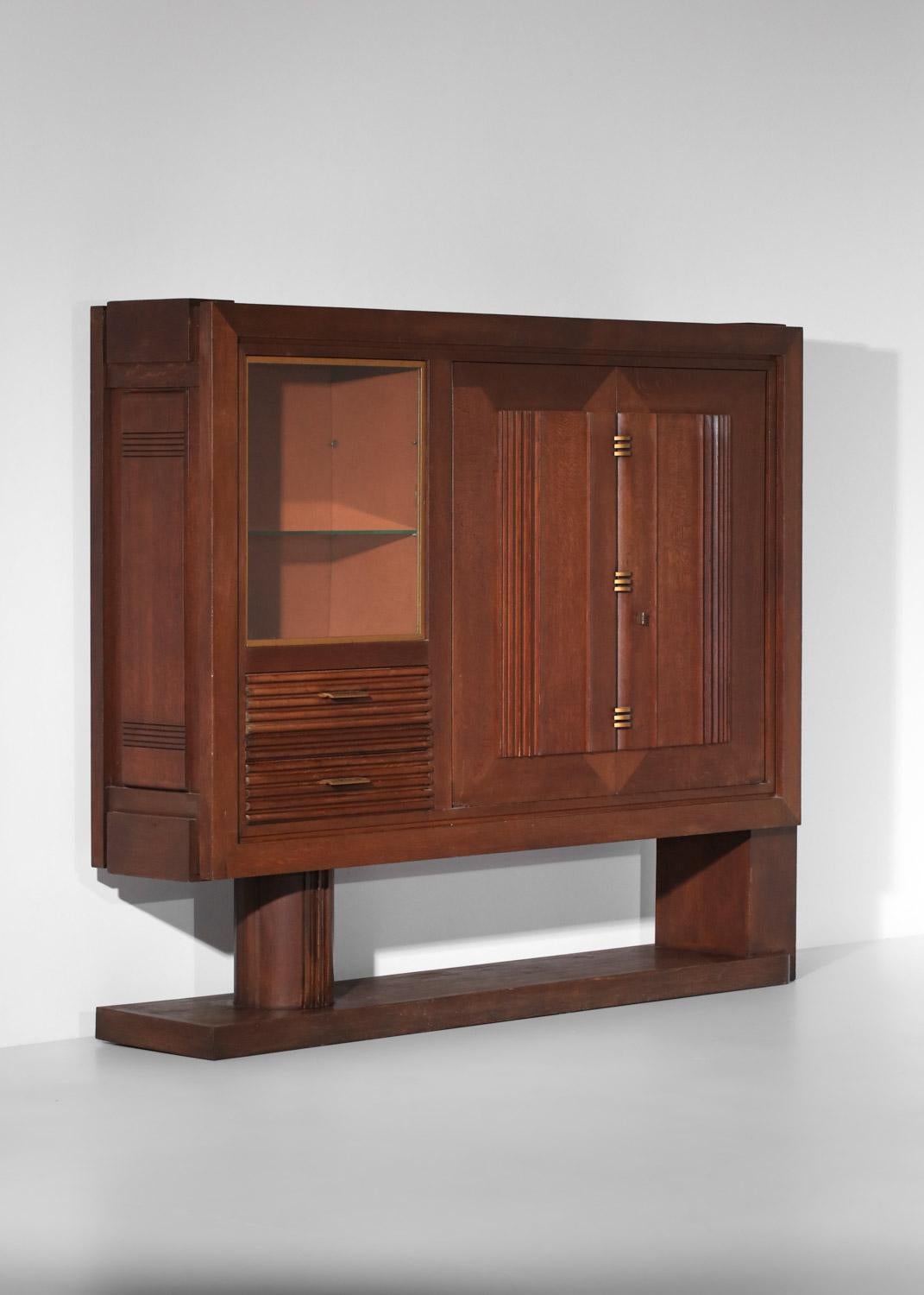 Art Déco Credenza Charles Dudouyt in rovere art déco degli anni '30 francese in vendita