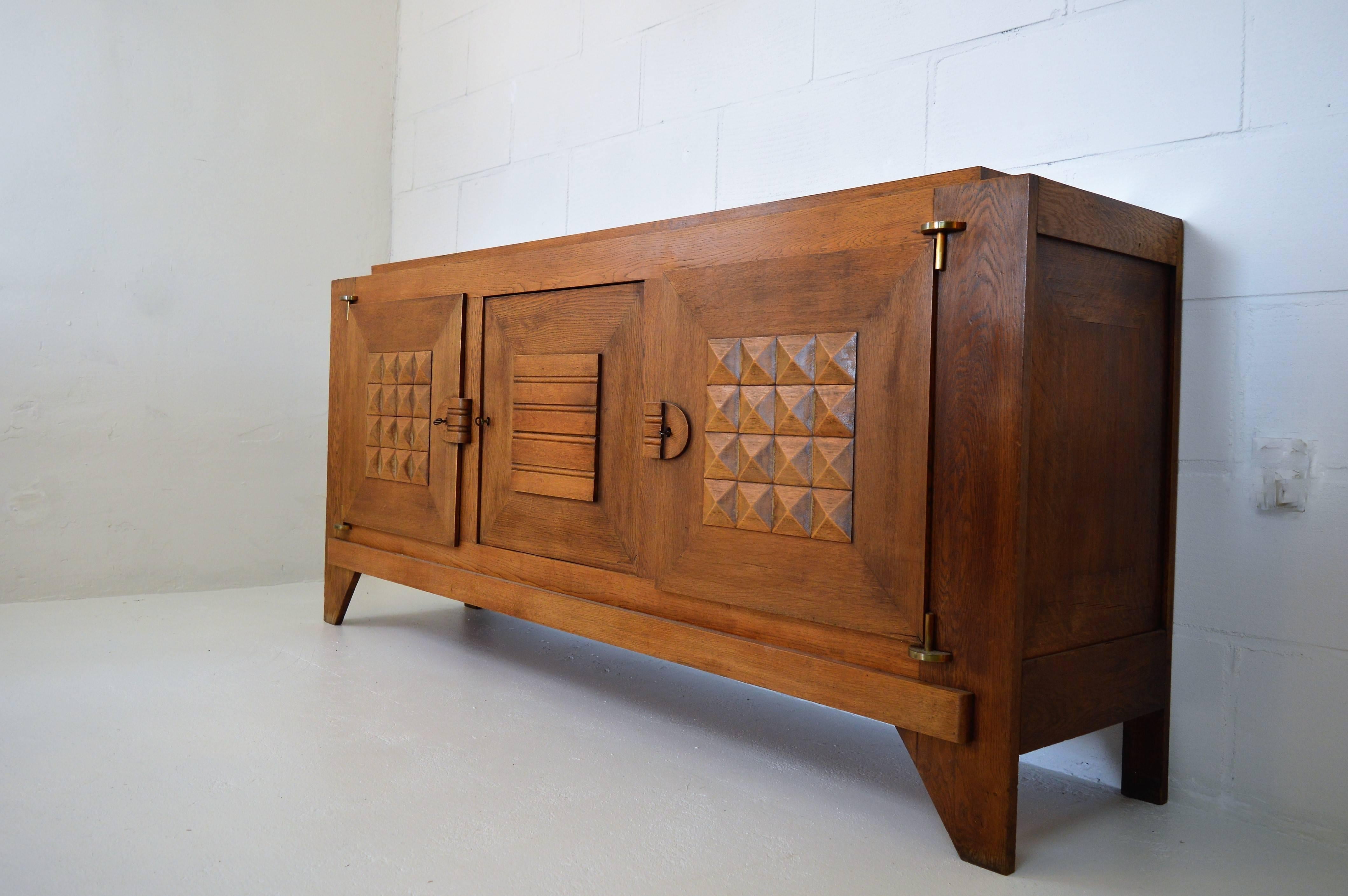 Charles Dudouyt Sideboard in Oak In Good Condition In Castenray, NL