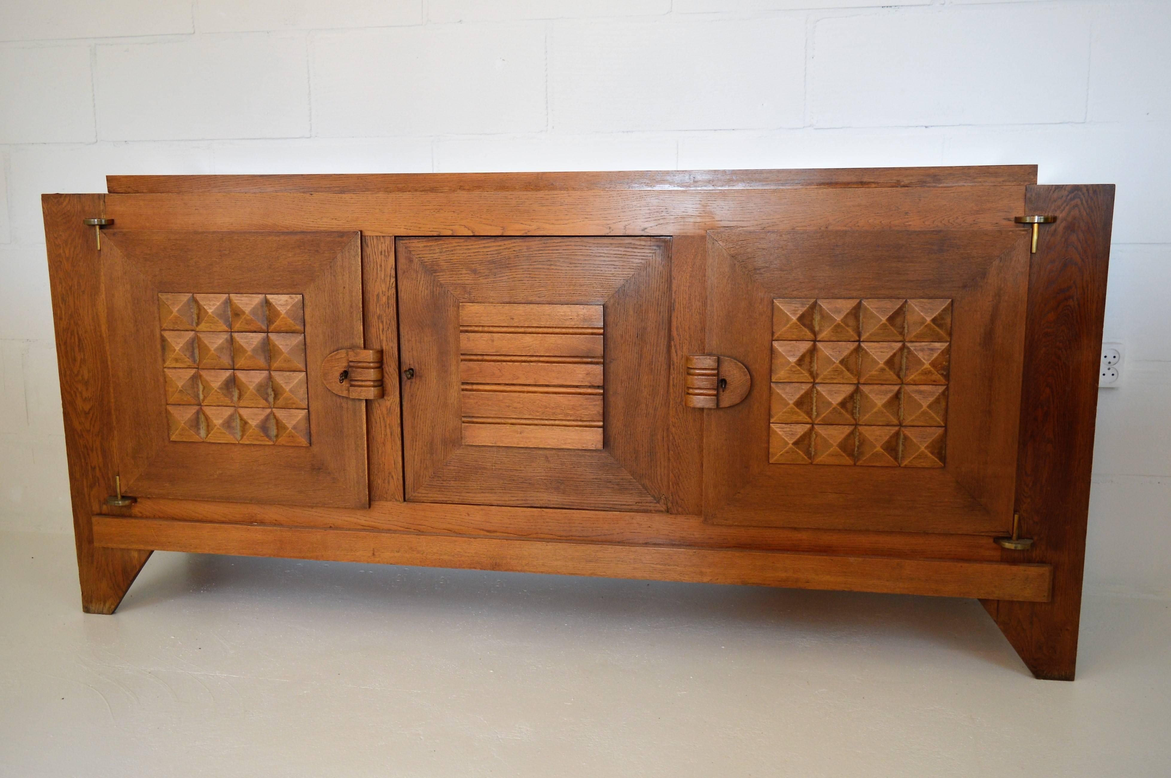 Mid-20th Century Charles Dudouyt Sideboard in Oak