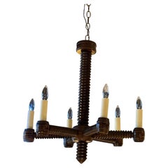 Lampadario a sei bracci Charles Dudouyt, Francia, anni '40