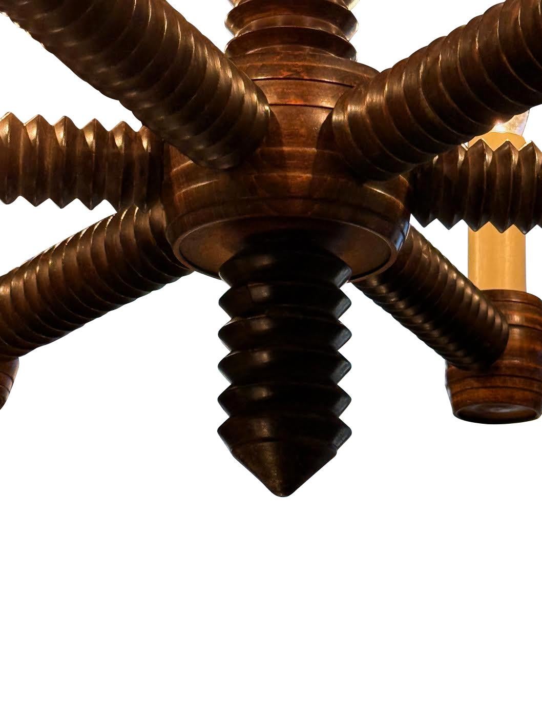 Charles Dudouyt Six Arm Chandelier, France, 1940's Francés en venta