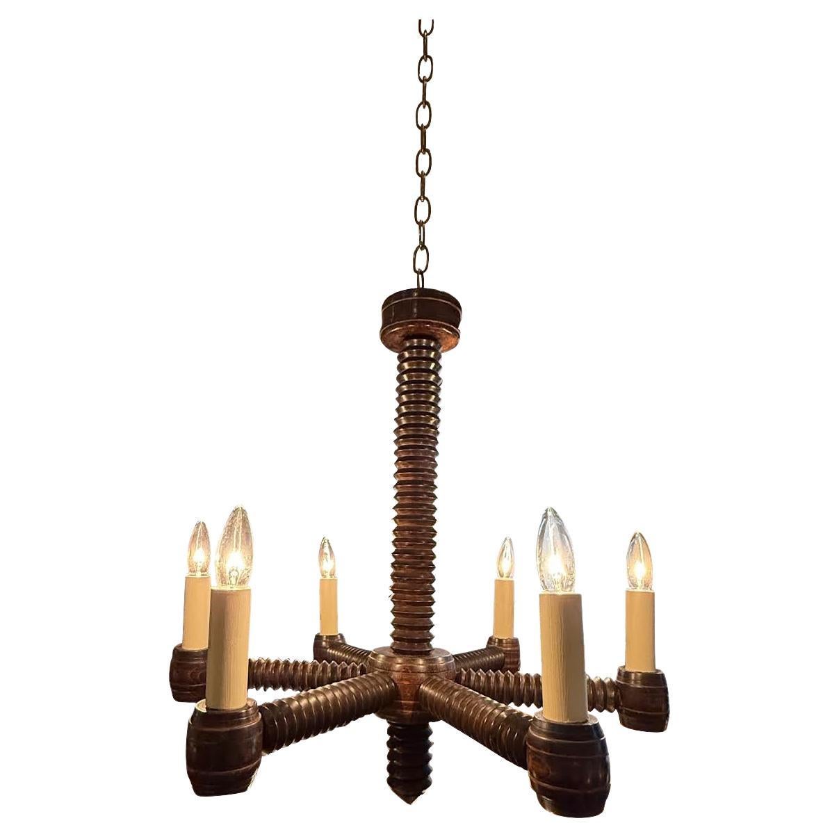 Charles Dudouyt Six Arm Chandelier, France, 1940
s en venta