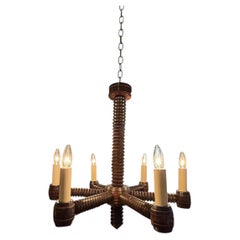 Charles Dudouyt Six Arm Chandelier, French Vintage, 1940s Design