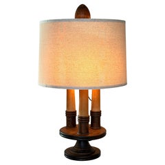 Charles Dudouyt Solid Oak Table Lamp, French neo-rustic design(Circa 1940)