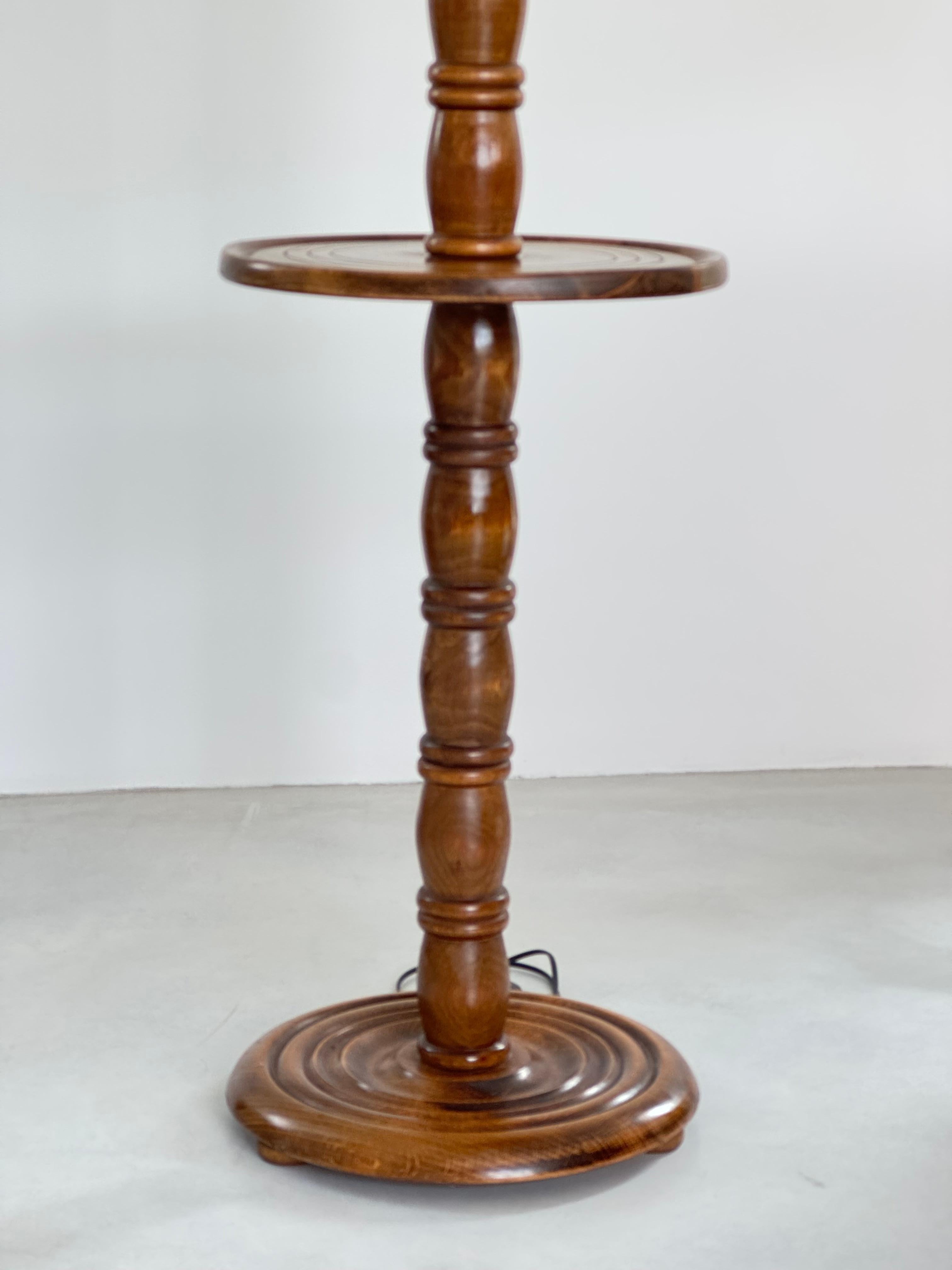 Lampada da terra in noce massiccio Charles Dudouyt - Design francese anni '40 in vendita 3