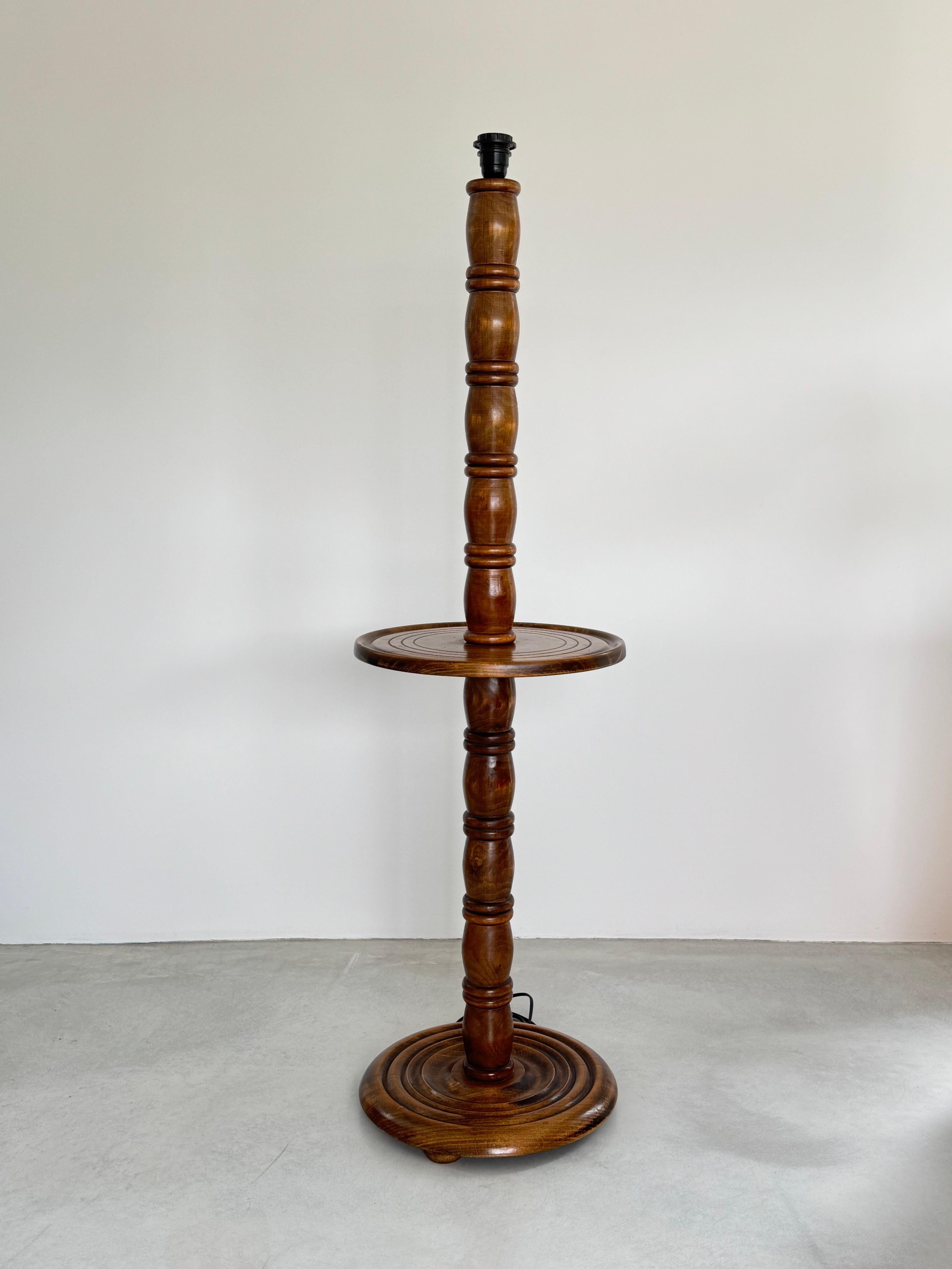 Lampada da terra in noce massiccio Charles Dudouyt - Design francese anni '40 in vendita 8