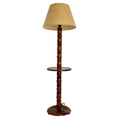 Charles Dudouyt Solid Walnut Floor Lamp - 1940s French Design
