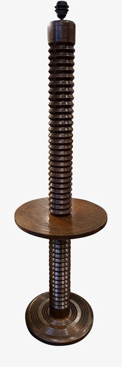 Charles Dudouyt Spool Design Floor Lamp, France, 1940s