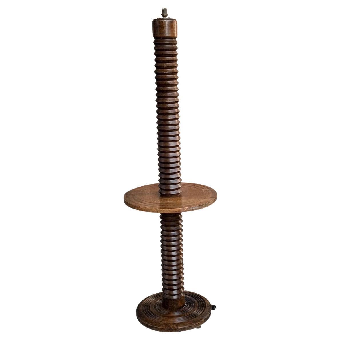 Charles Dudouyt Spool Design Floor Lamp, France, 1940s en vente