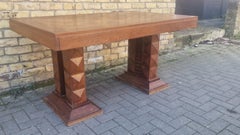 Charles Dudouyt Style 1940s Dinning Table/Brutalist Oak Dining Table