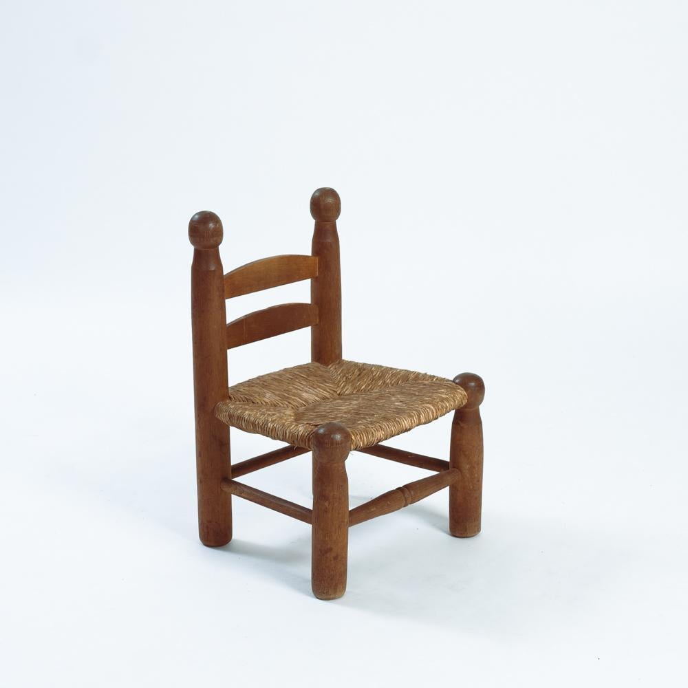 Milieu du XXe siècle Chaises basses en chêne paillé de style Charles Dudouyt, années 1960 en vente