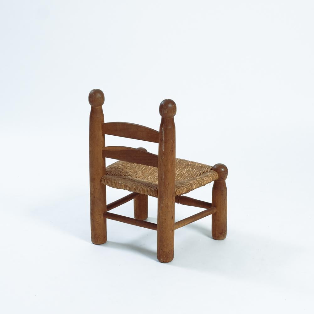 Paille Chaises basses en chêne paillé de style Charles Dudouyt, années 1960 en vente